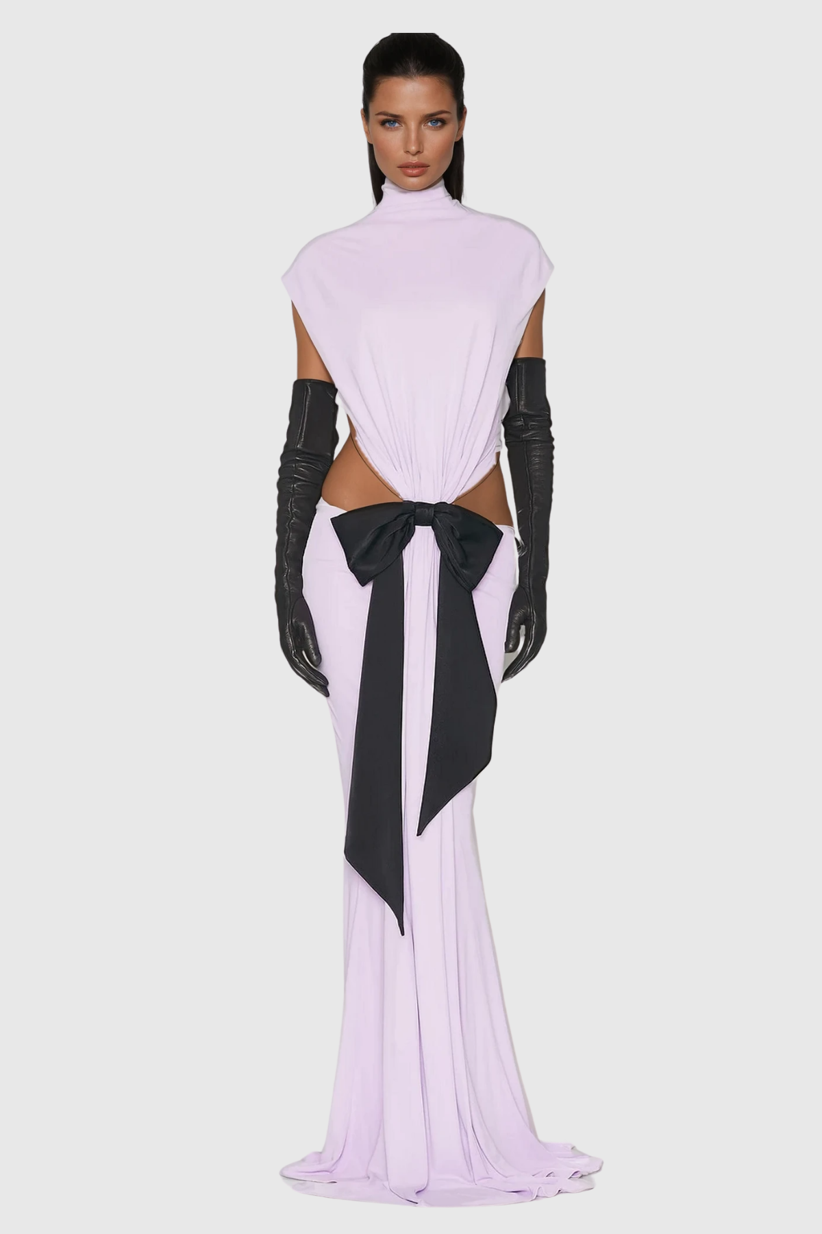 Borys Lace Up Cutout Bow Maxi Dress