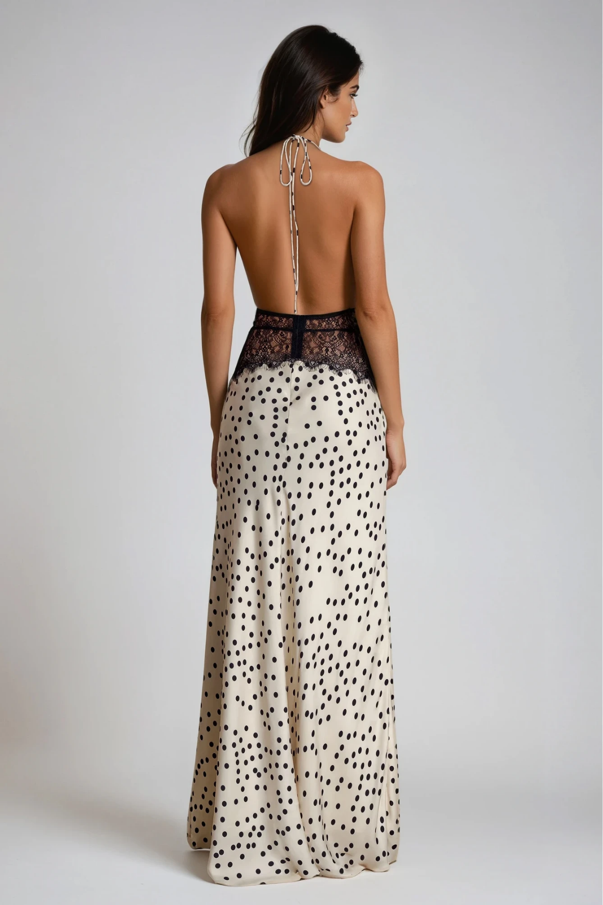 Bowie Lace Plunge Dot Maxi Dress