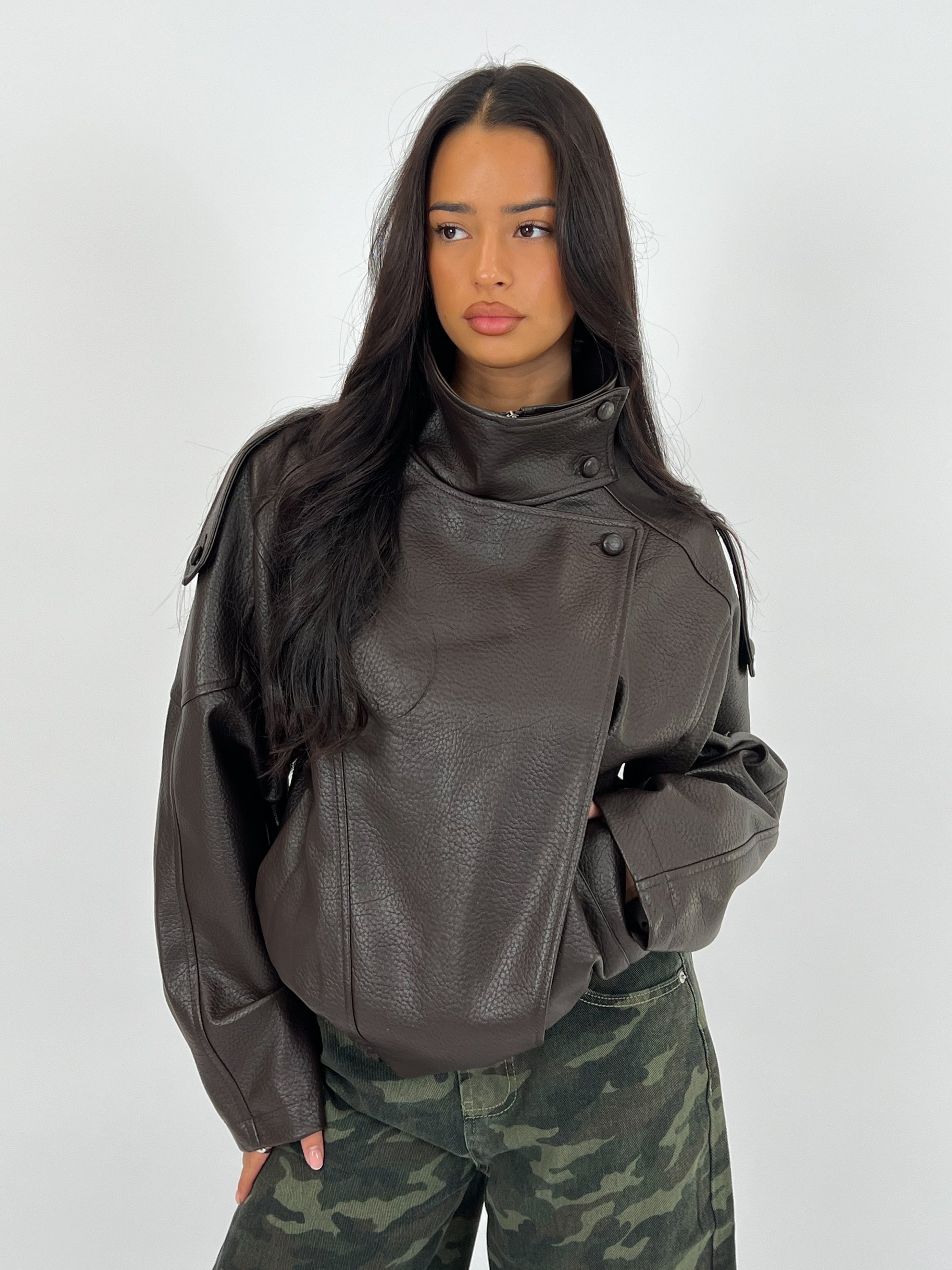 LAURENT CHOCO LEATHER JACKET PRE-ORDER