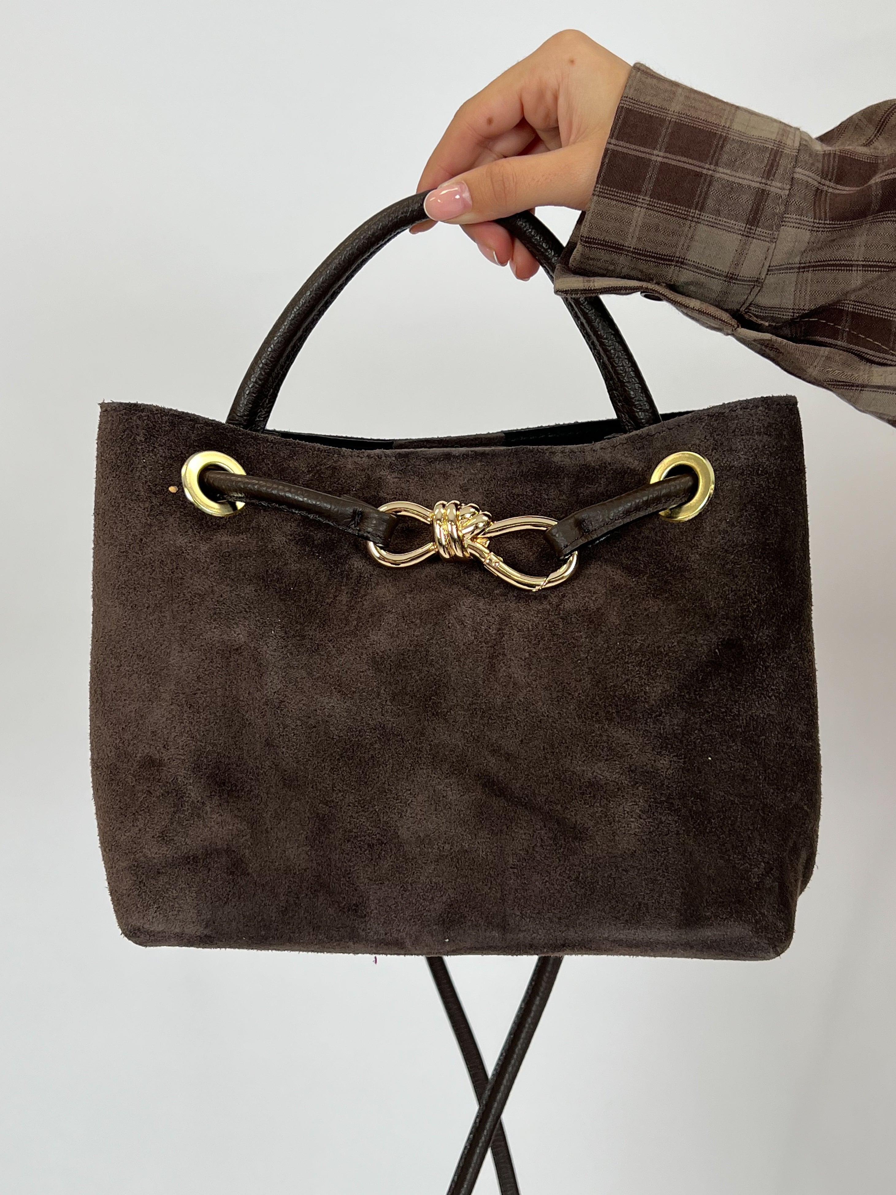 ADRIANA REAL SUEDE BAG CHOCO