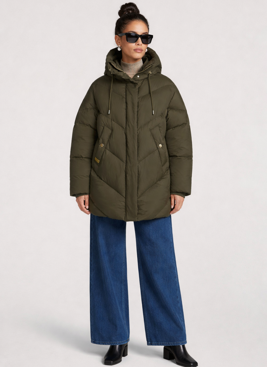 Cape-Style Oversized Puffer Jacket – Luxurious Down Insulation 1