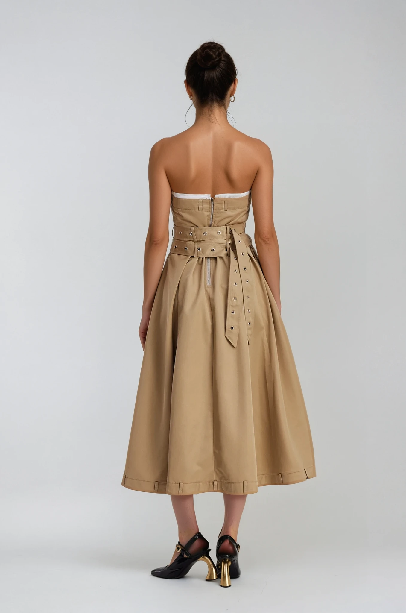 Strapless Buckle Maxi Dress – Elegant Floor-Length Evening Dress