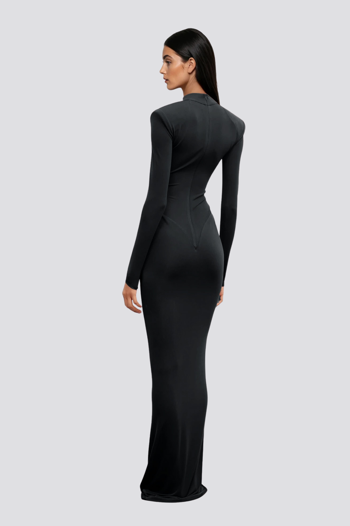 Cesarina Deconstruct Ruch Bodycon Maxi Dress In Black