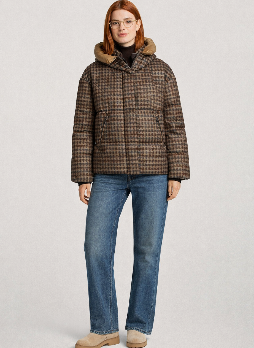 Checked Puffer Jacket – Warm & Stylish Outerwear with Faux Down Insulation 1