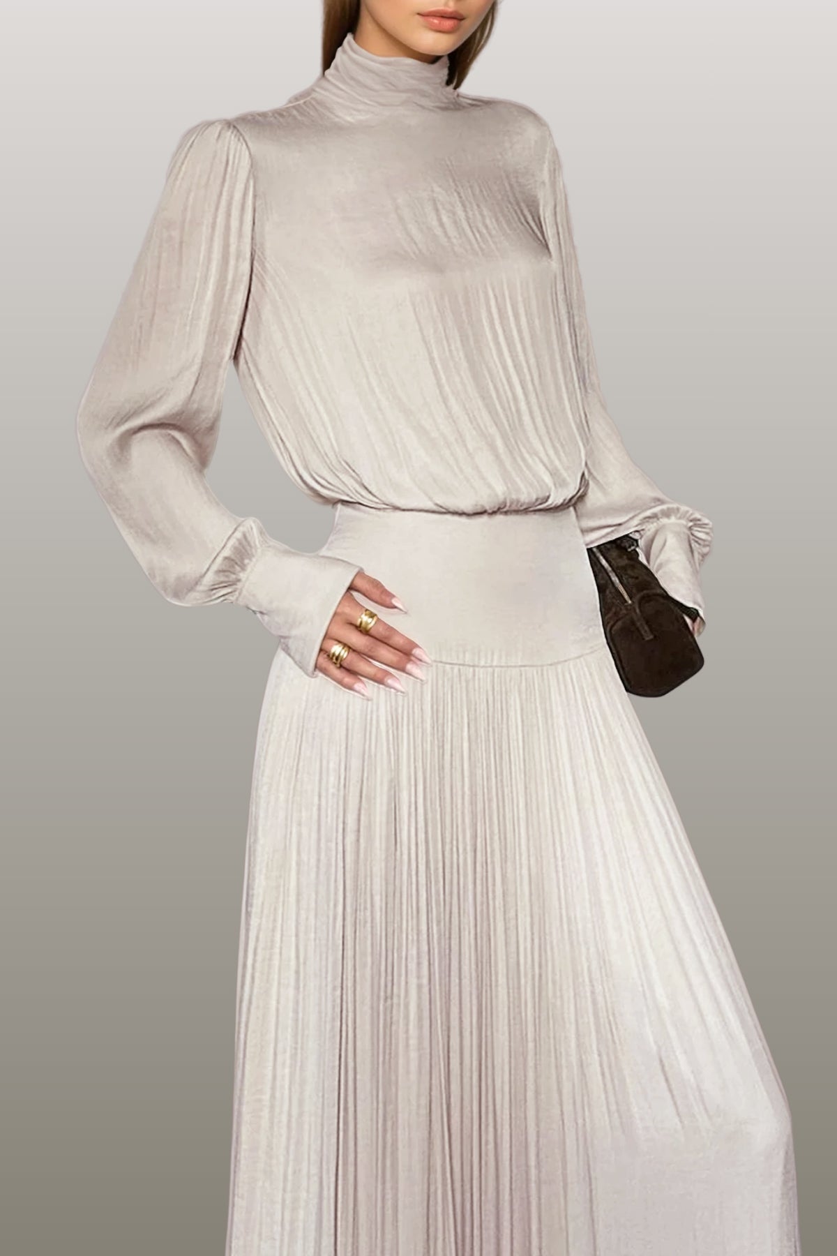 Darina Balloon Sleeve Ruffle Maxi Dress