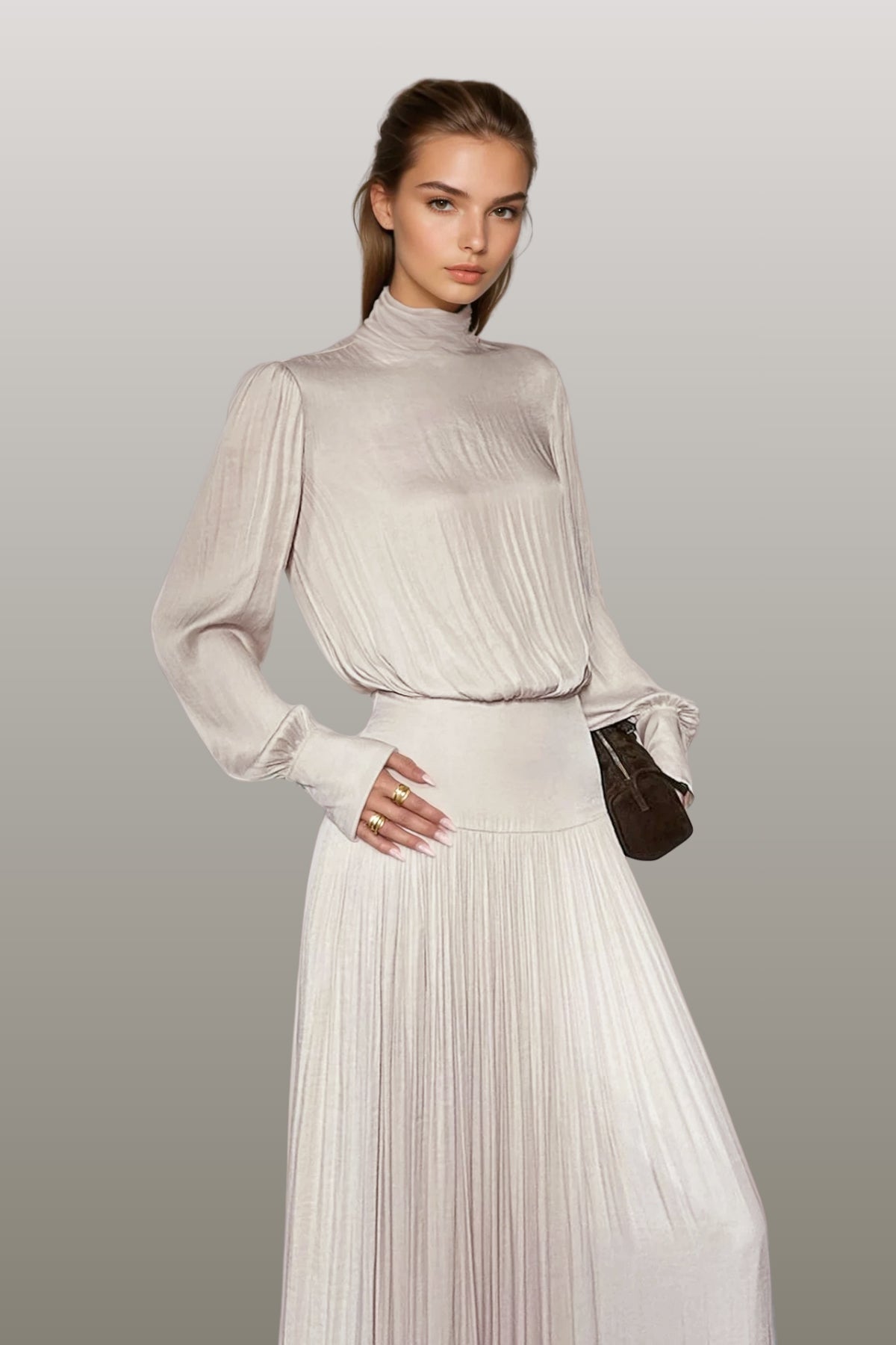 Darina Balloon Sleeve Ruffle Maxi Dress