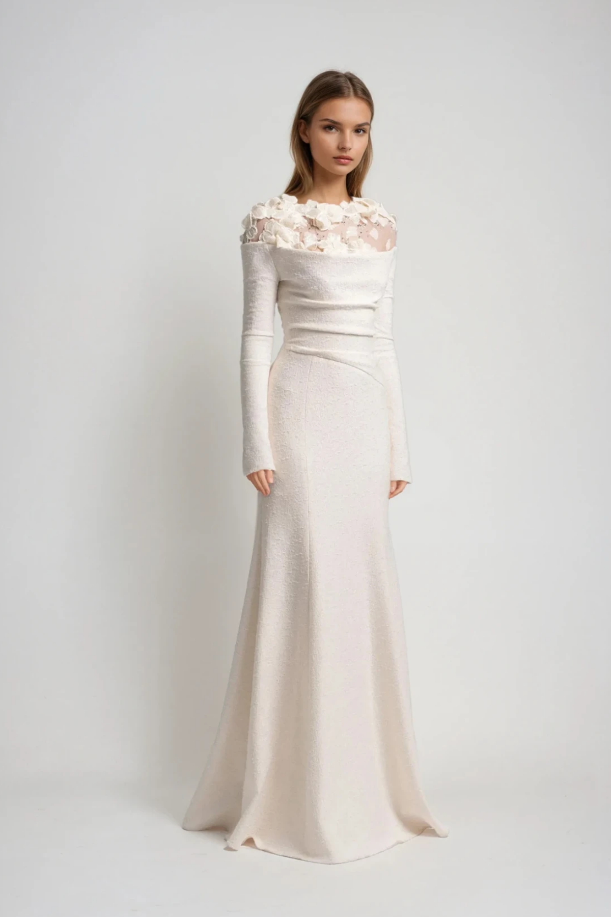 Dennis Flower Deconstruct Maxi Dress In Apricot