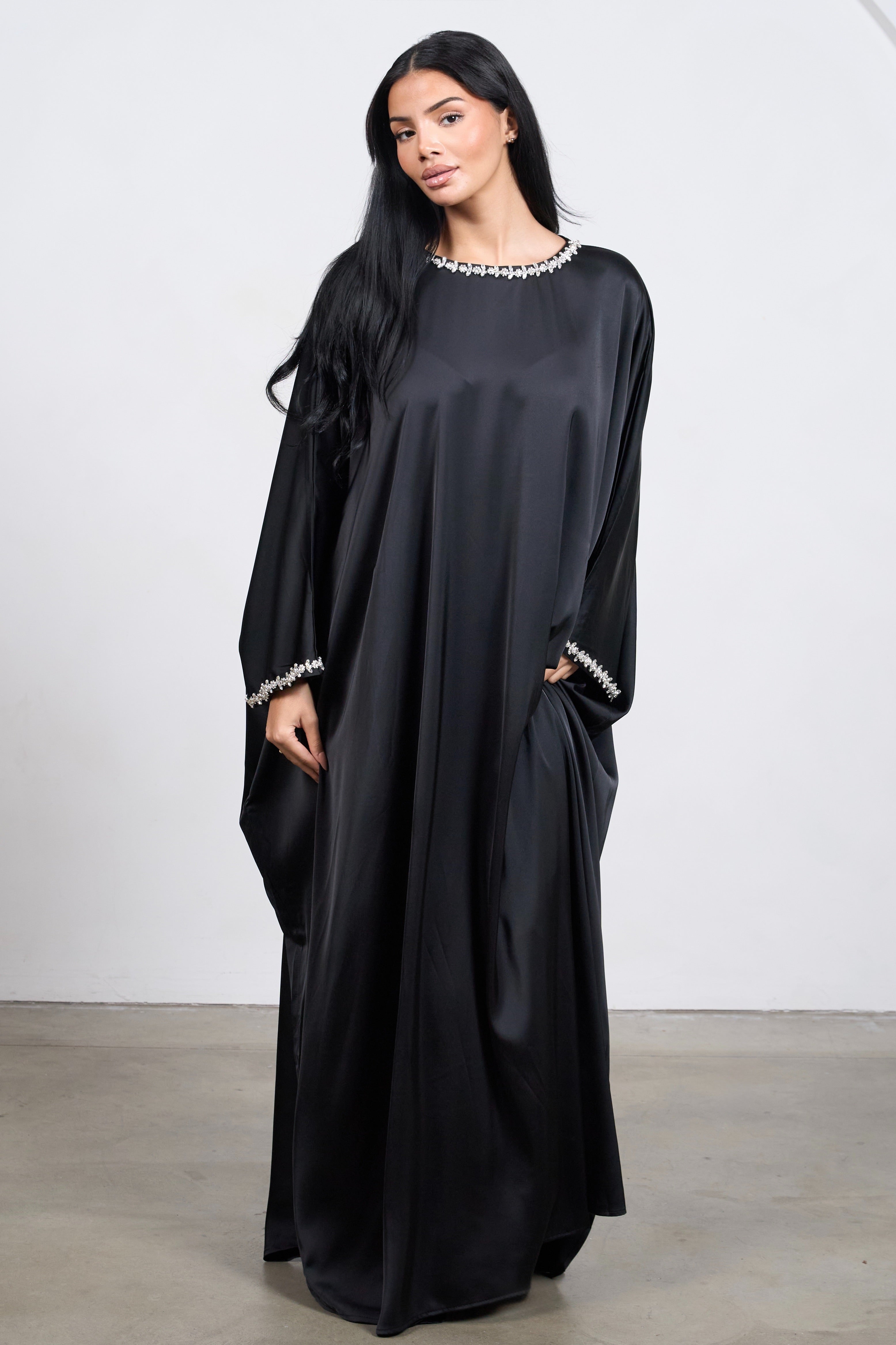 Diamond Tie Abaya Dress – Modest Dress with Sparkling Detail