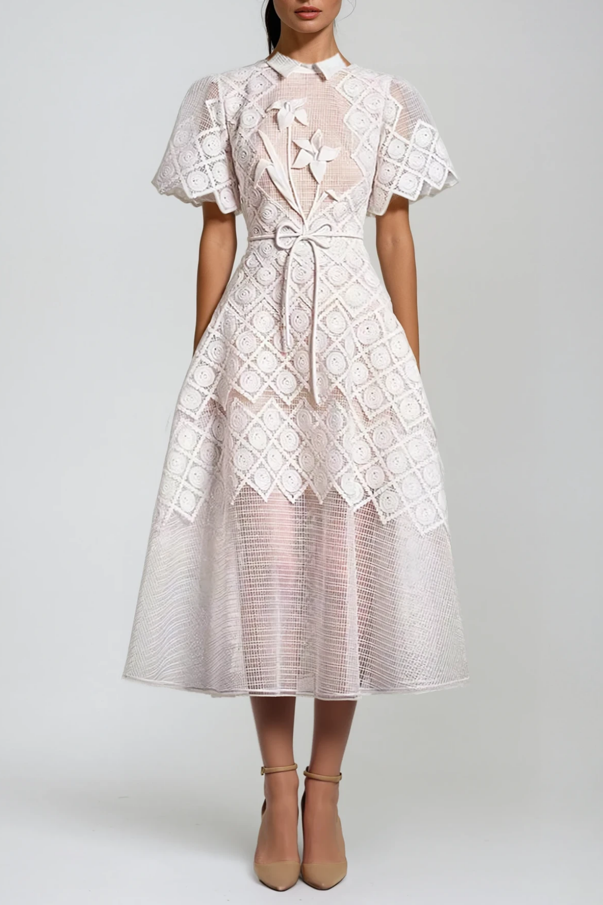 Dimitrios Flower Embroidered Midi Dress