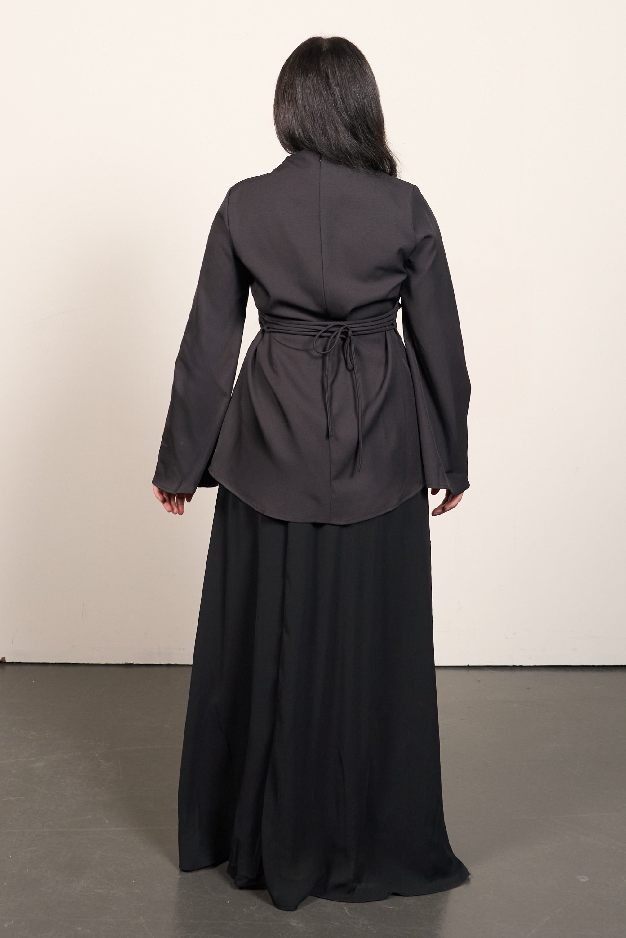 Elegant Two-Piece Set – Flared Sleeve Top & Maxi Skirt