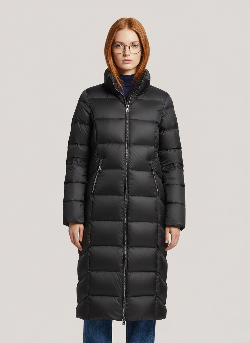 Elegant Shiny Down Jacket – Lightweight & Insulated with Adjustable Hood | BLACK 1