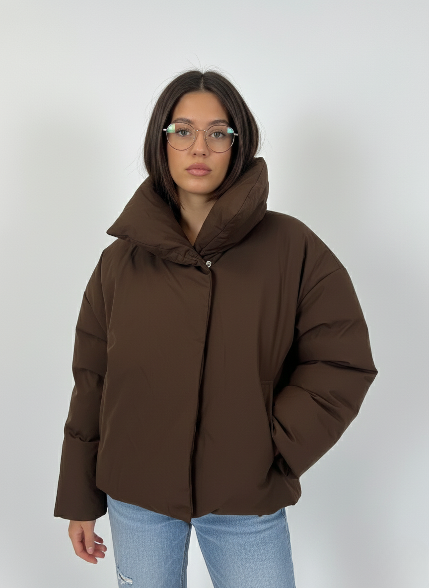 High Collar Brown Plain Design Jacket – Timeless & Versatile Wardrobe Essential 3