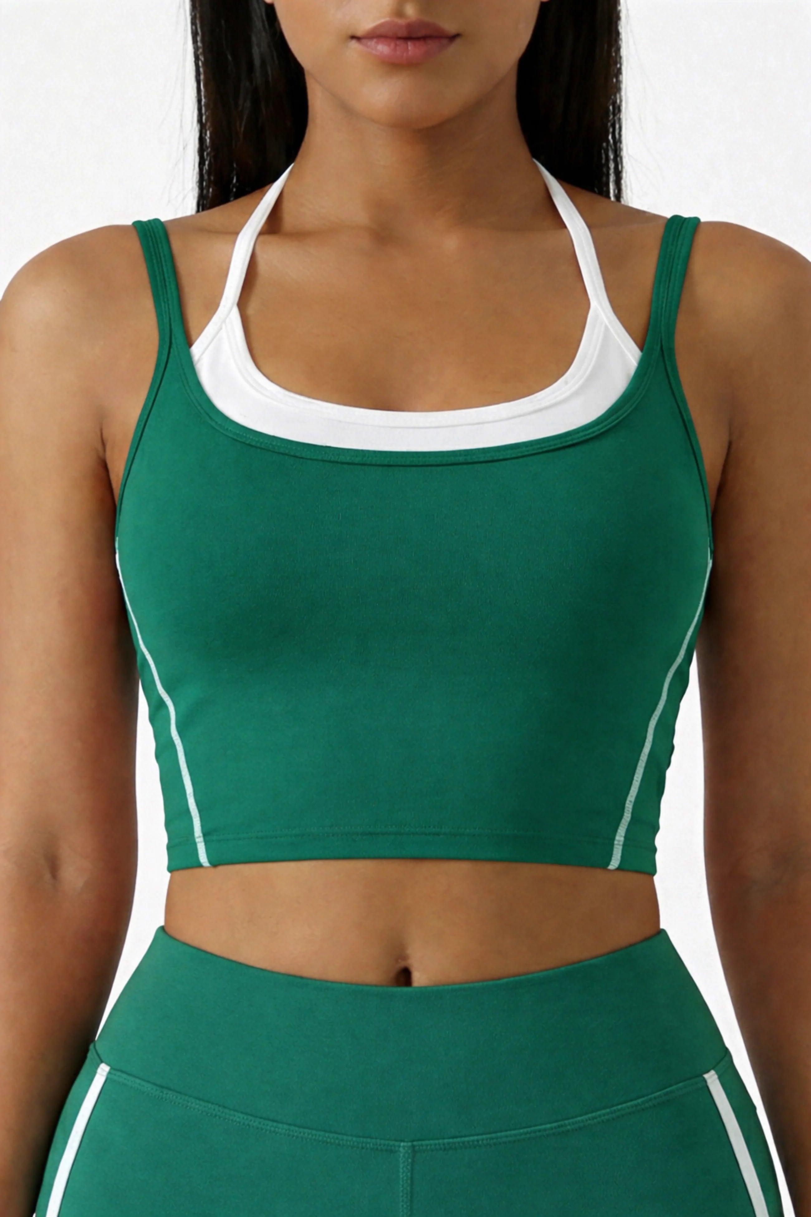 LEWAIR's Athletic Crop Tank Top in Turquoise – Contrast Trim Performance Style 1