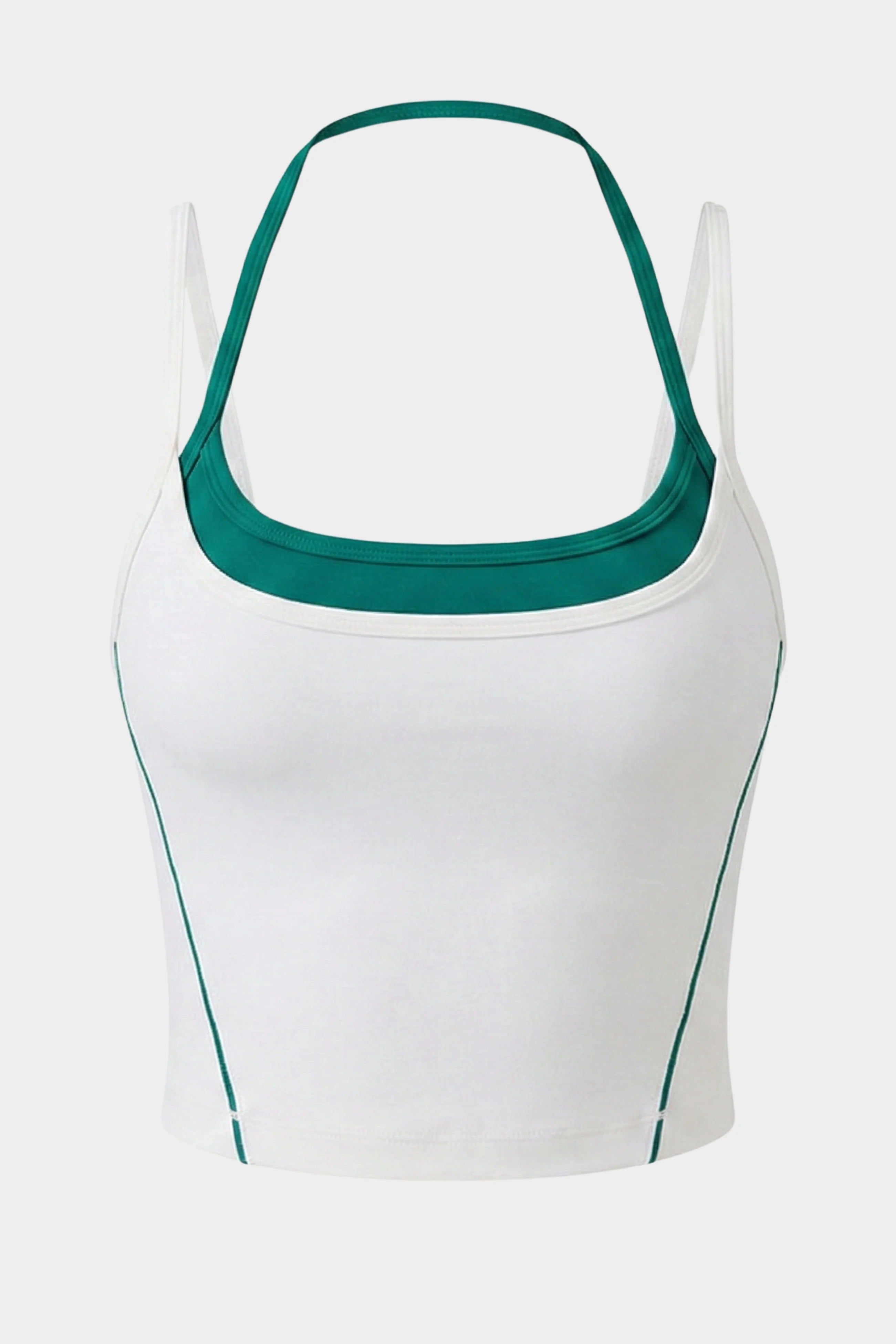 LEWAIR's Athletic Crop Tank Top in White – Contrast Trim Performance Style 2