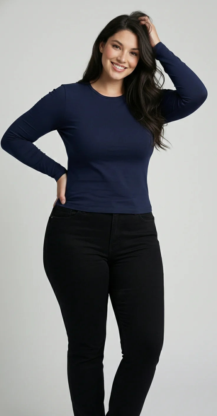 LEWAIR's Fitted Mock Neck Athletic Top in Navy – Long Sleeve Performance Base Layer 2