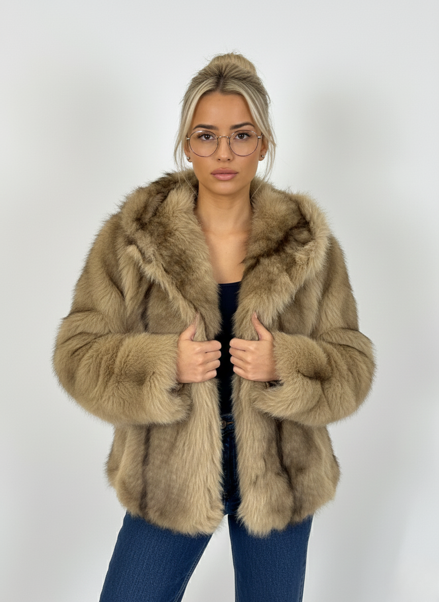 Luxurious Hooded Faux Fur Coat – Ultimate Warmth & Elegant Style | BEIGE 1