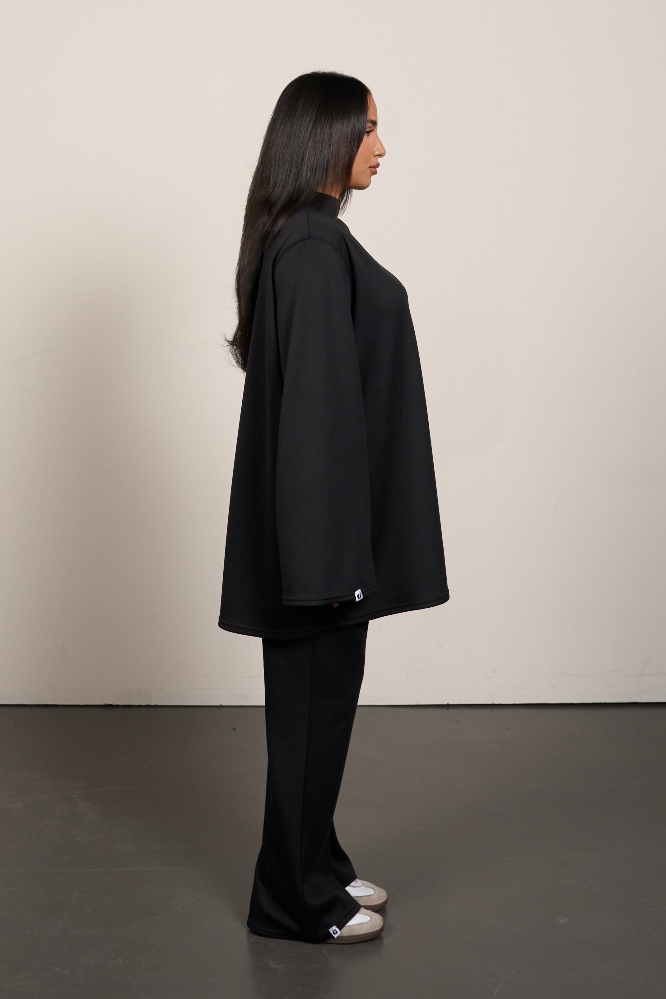 Modest High Neck Sweatshirt – Relaxed Crew Pullover for Women