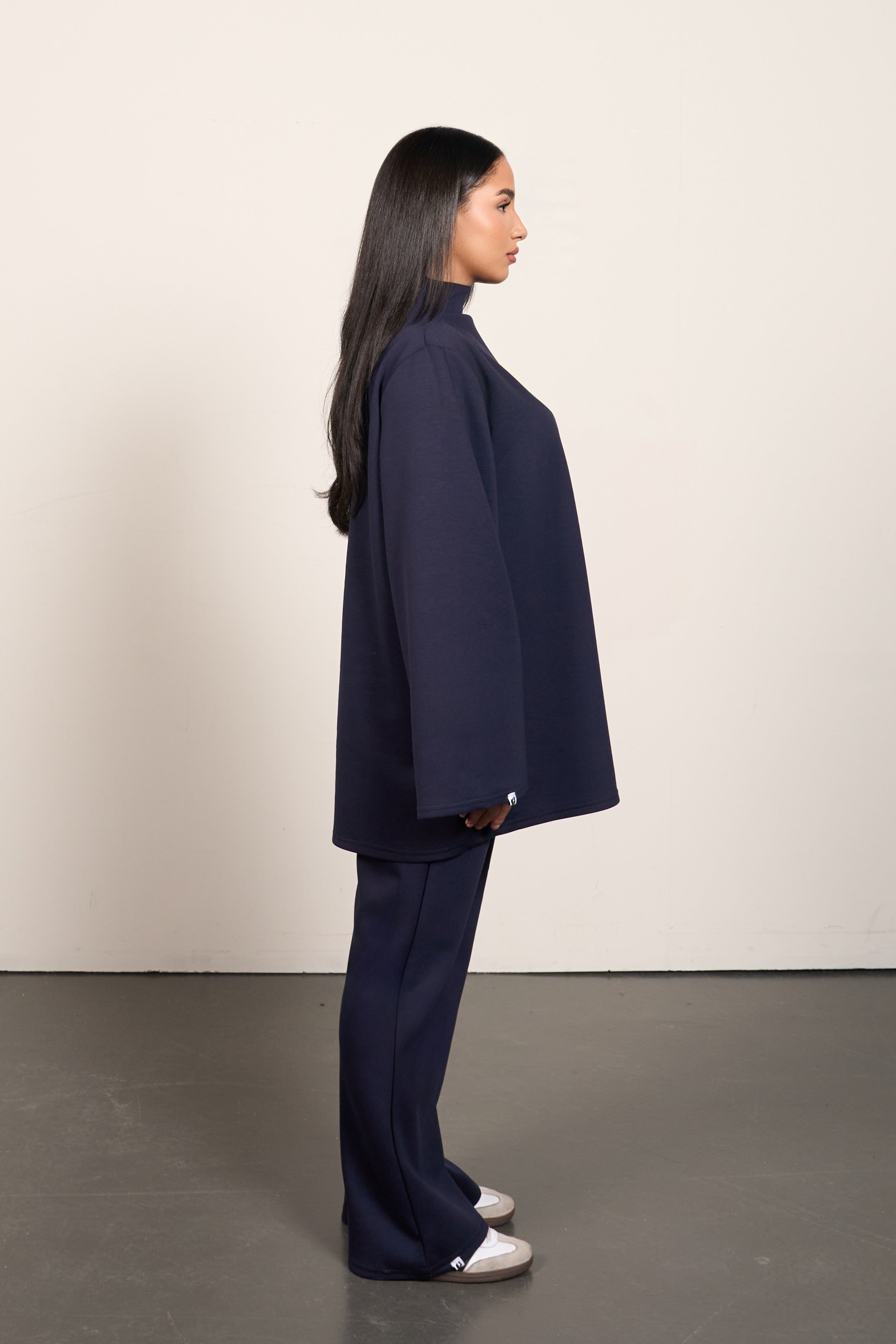 Modest High Neck Sweatshirt – Relaxed Crew Pullover for Women