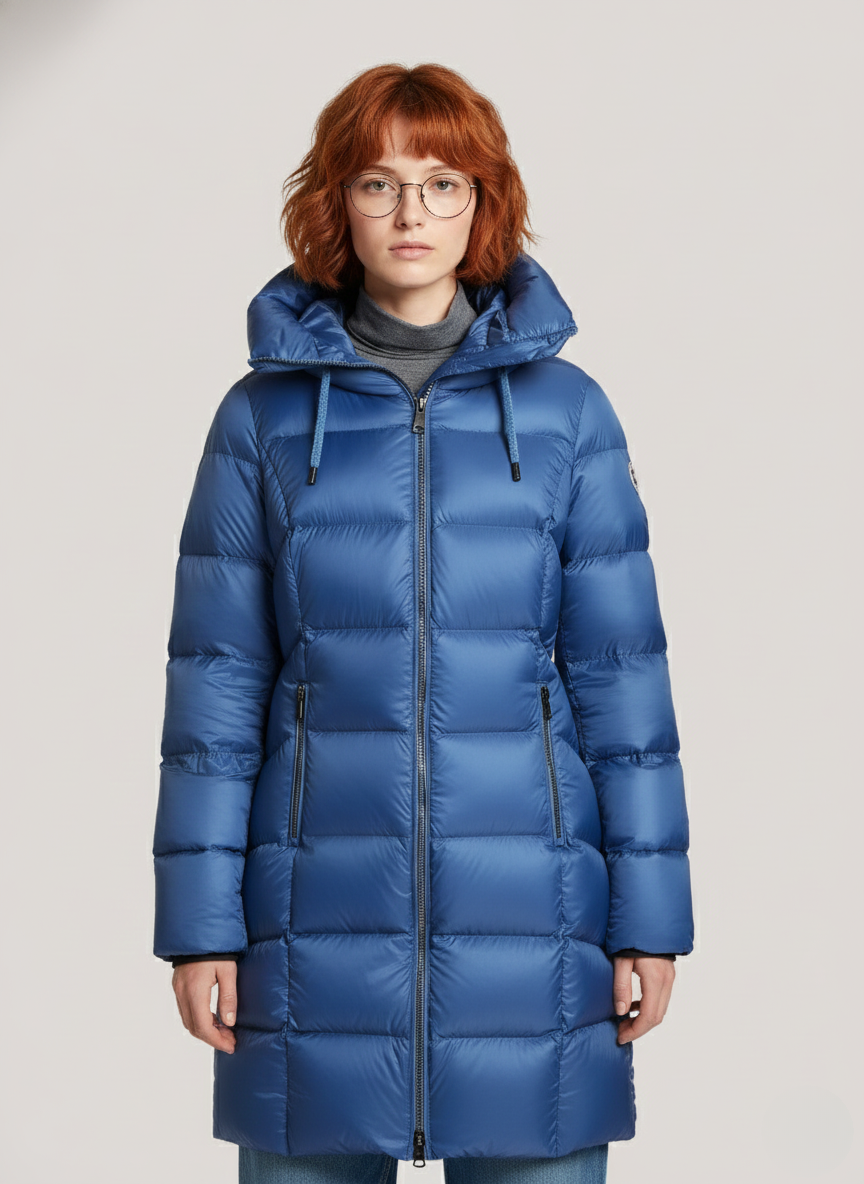 Naomi's Lightweight Down Jacket – Oversized Hood & Cozy Warmth for Winter | BLUE 1
