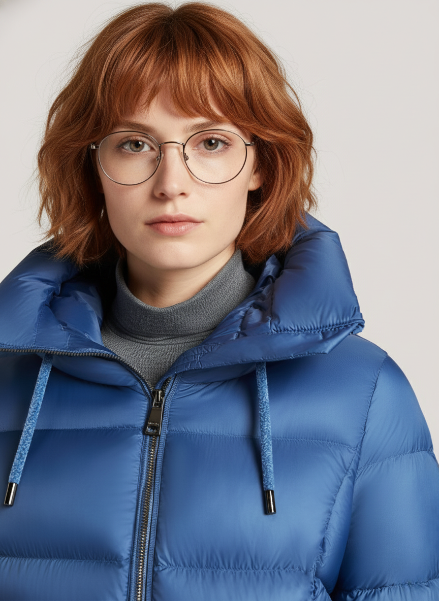 Naomi's Lightweight Down Jacket – Oversized Hood & Cozy Warmth for Winter | BLUE 3