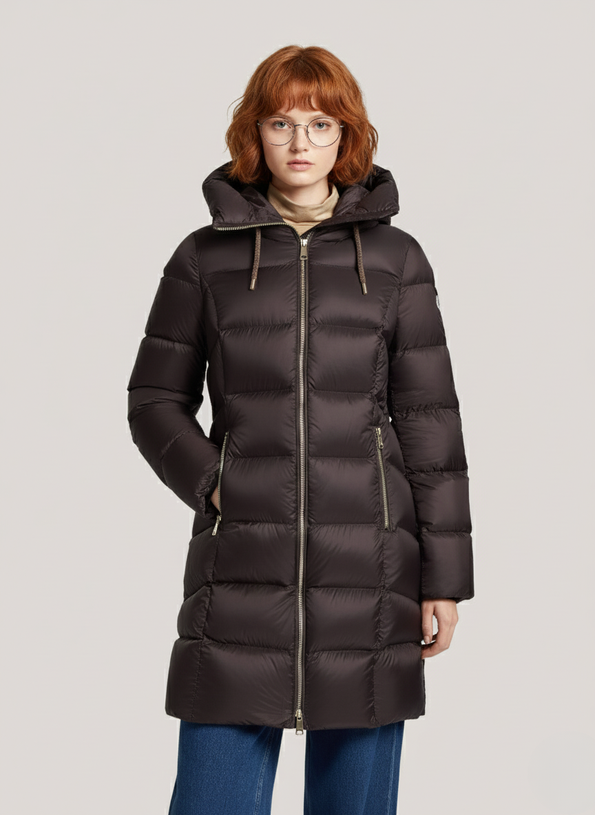 Naomi's Lightweight Down Jacket – Oversized Hood & Cozy Warmth for Winter | CHOCOLATE 1