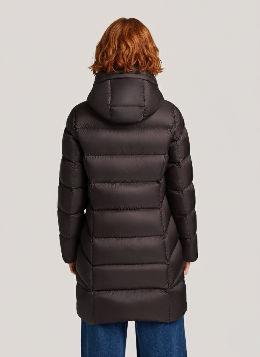 Naomi's Lightweight Down Jacket – Oversized Hood & Cozy Warmth for Winter | CHOCOLATE 2