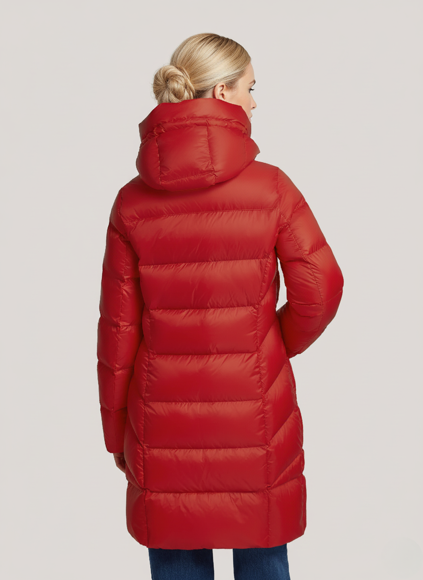 Naomi's Lightweight Down Jacket – Oversized Hood & Cozy Warmth for Winter | RED 2