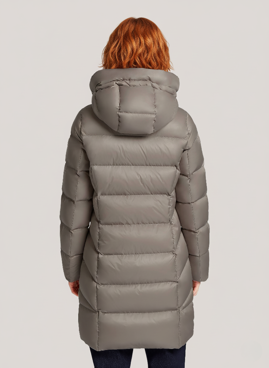 Naomi's Lightweight Down Jacket – Oversized Hood & Cozy Warmth for Winter | TAUPE 2