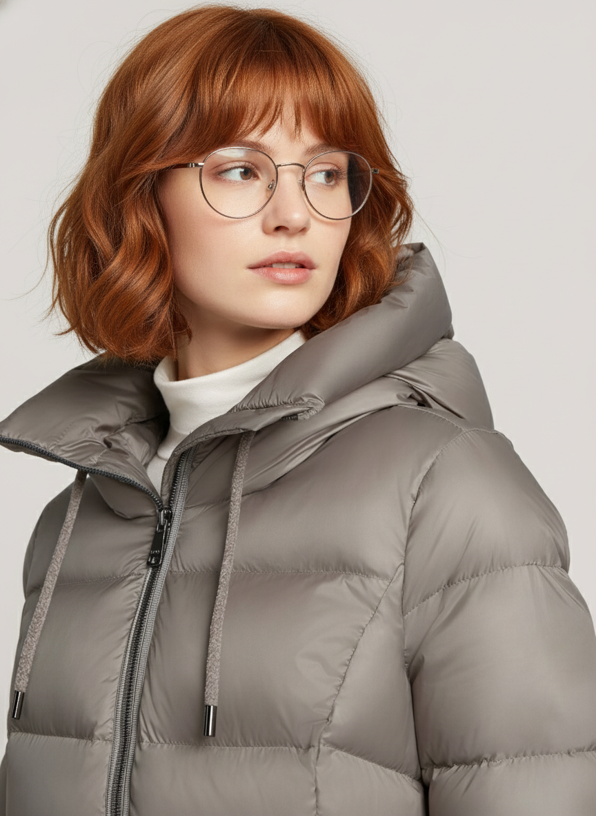 Naomi's Lightweight Down Jacket – Oversized Hood & Cozy Warmth for Winter | TAUPE 3