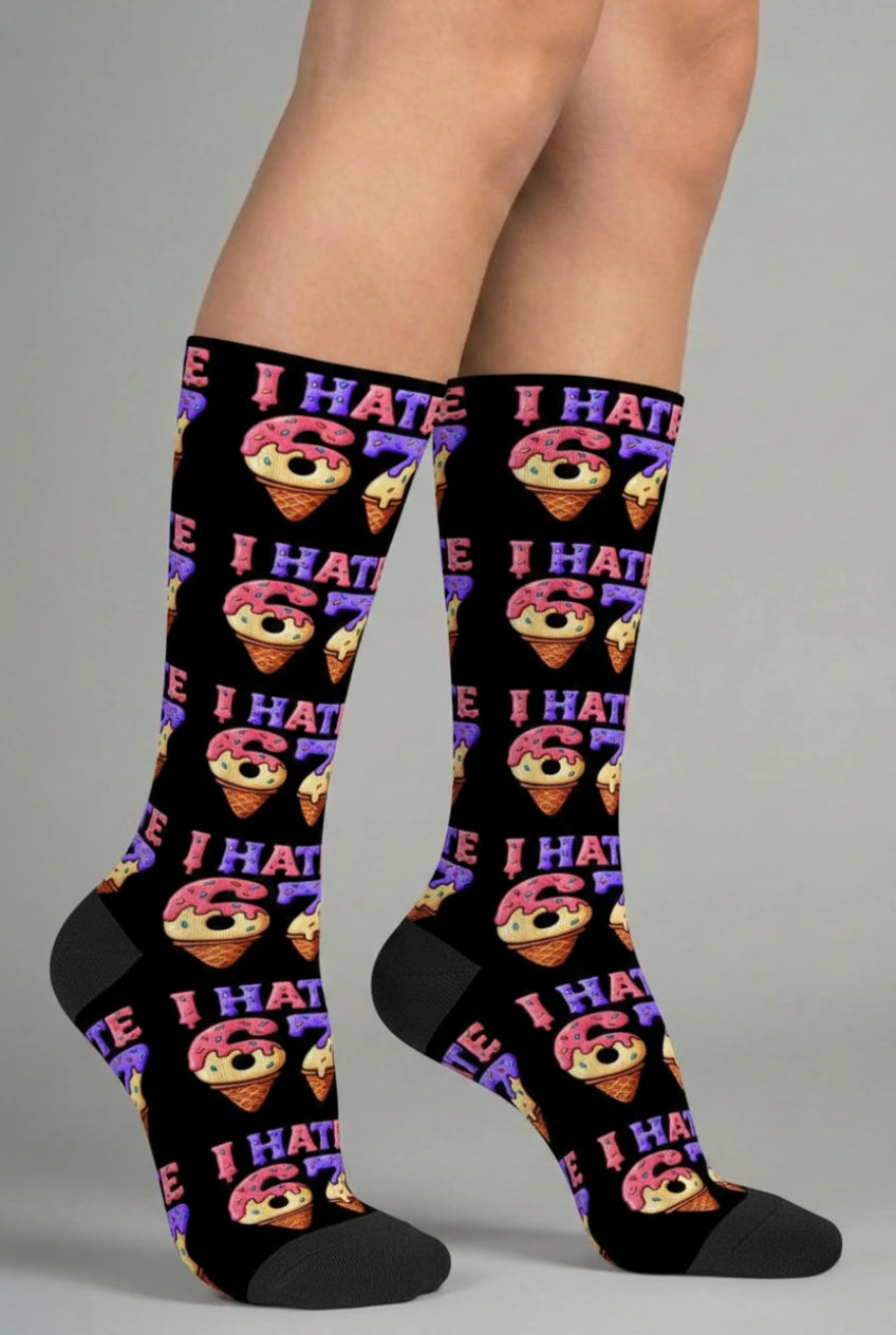 Premium Bold "67"Graphic Crew Socks