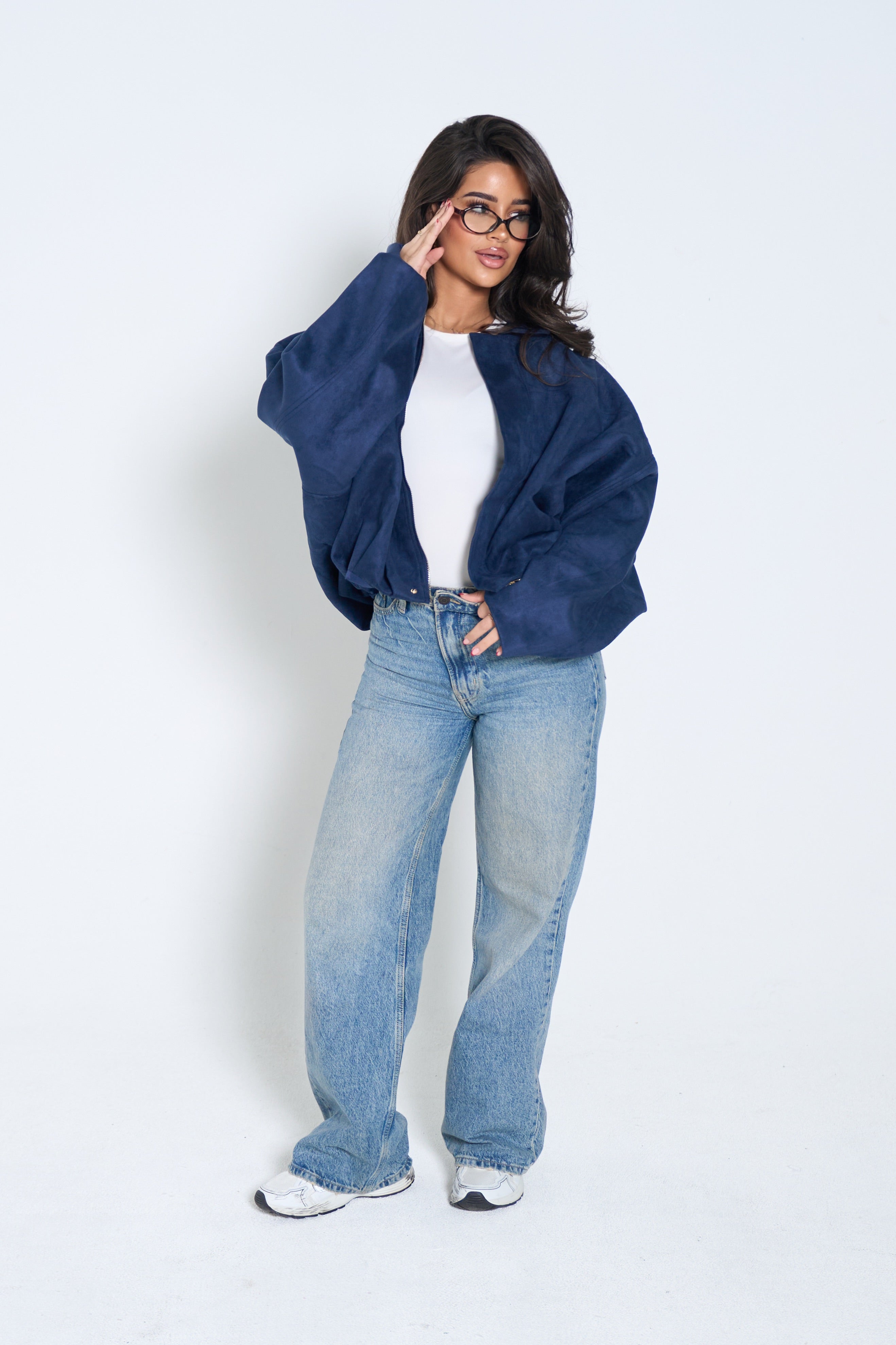 Oversized Suede Bomber Jacket – Women’s Relaxed Fit Outerwear