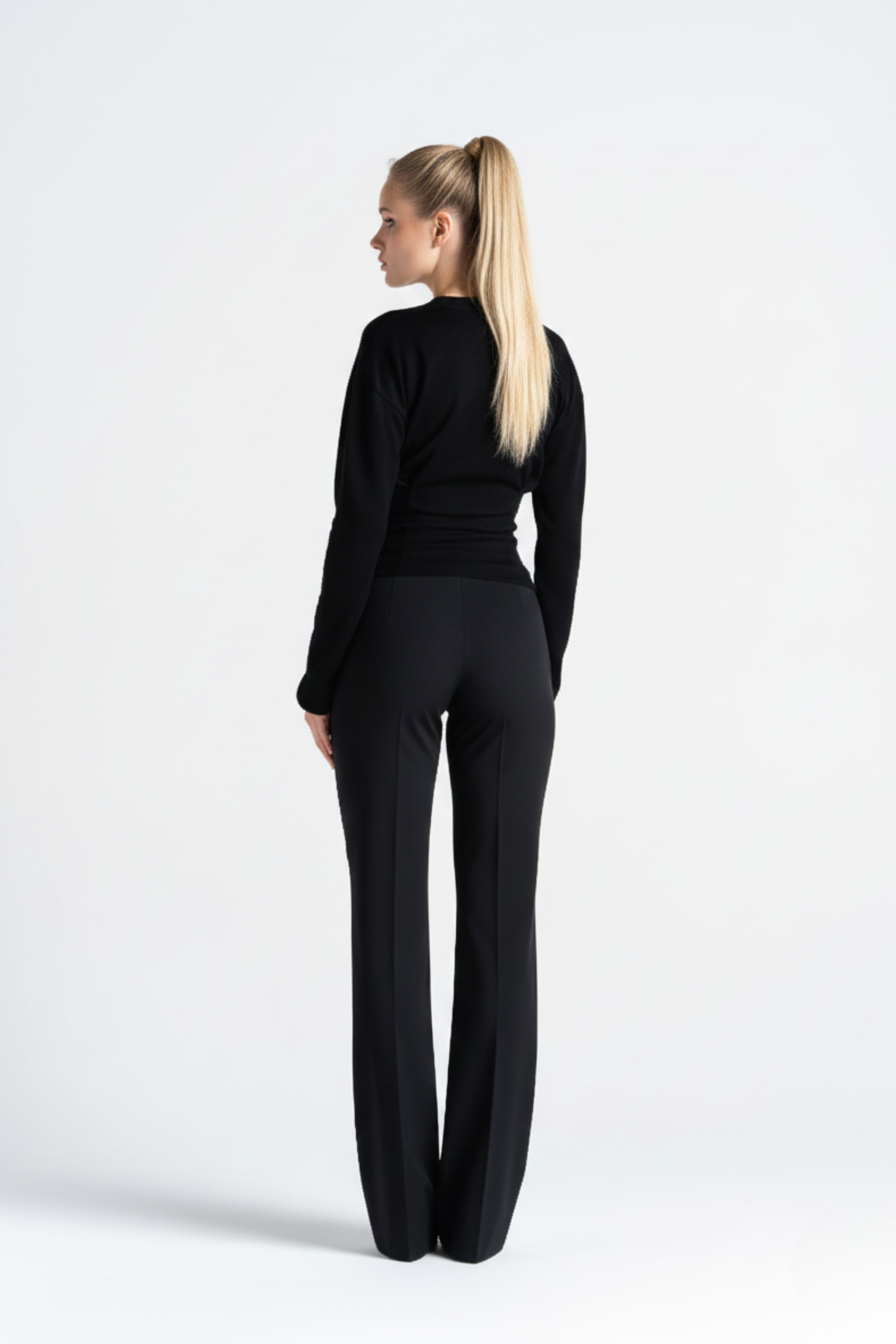 Sculpted Waist Blouse – Pleated Button Front Blouse for Women | BLACK 2