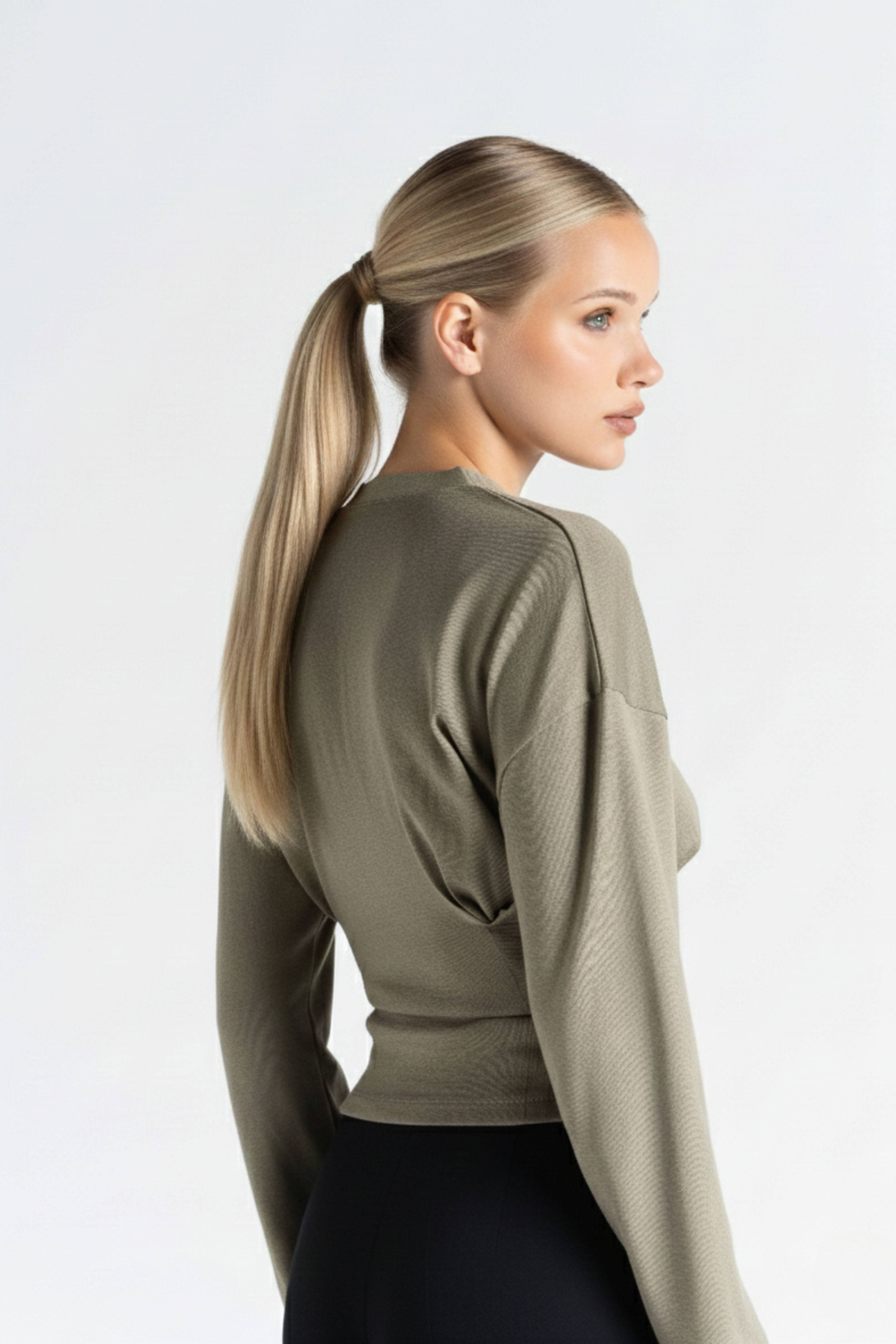 Sculpted Waist Blouse – Pleated Button Front Blouse for Women | GREEN 2