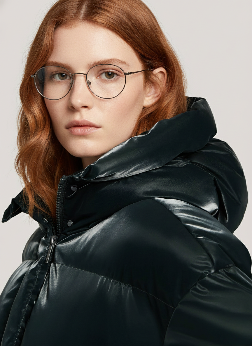 Shiny Fabric Short Puffer Jacket – Stylish & Warm Winter Coat | GREEN 2