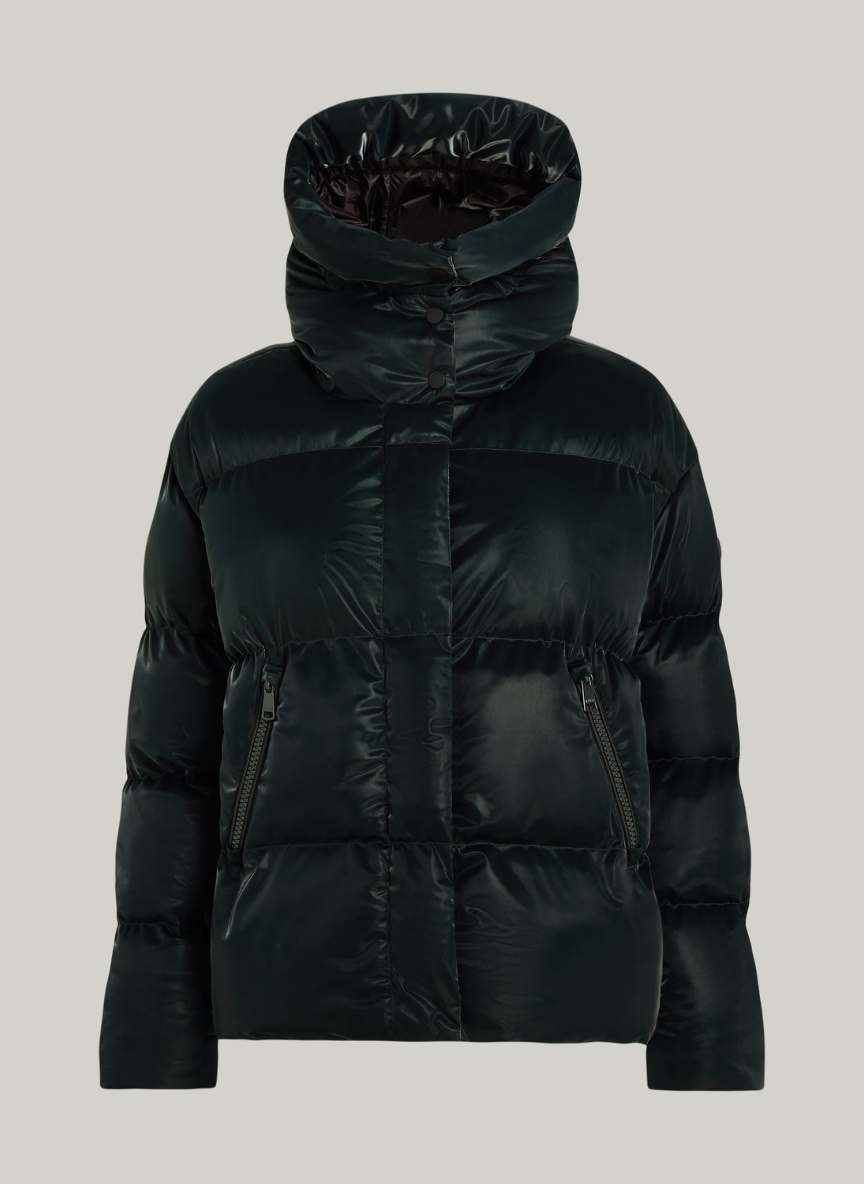 Shiny Fabric Short Puffer Jacket – Stylish & Warm Winter Coat | GREEN 3