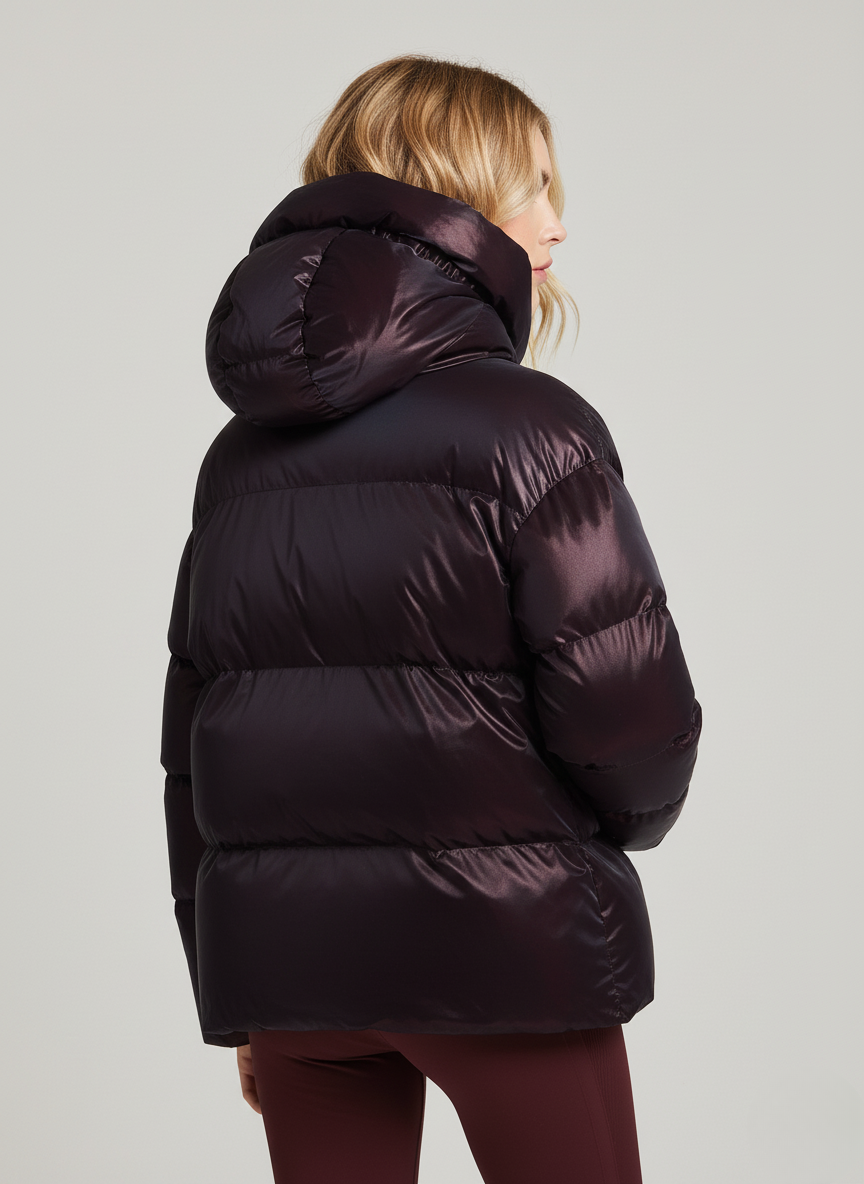 Shiny Fabric Short Puffer Jacket – Stylish & Warm Winter Coat | RED 2
