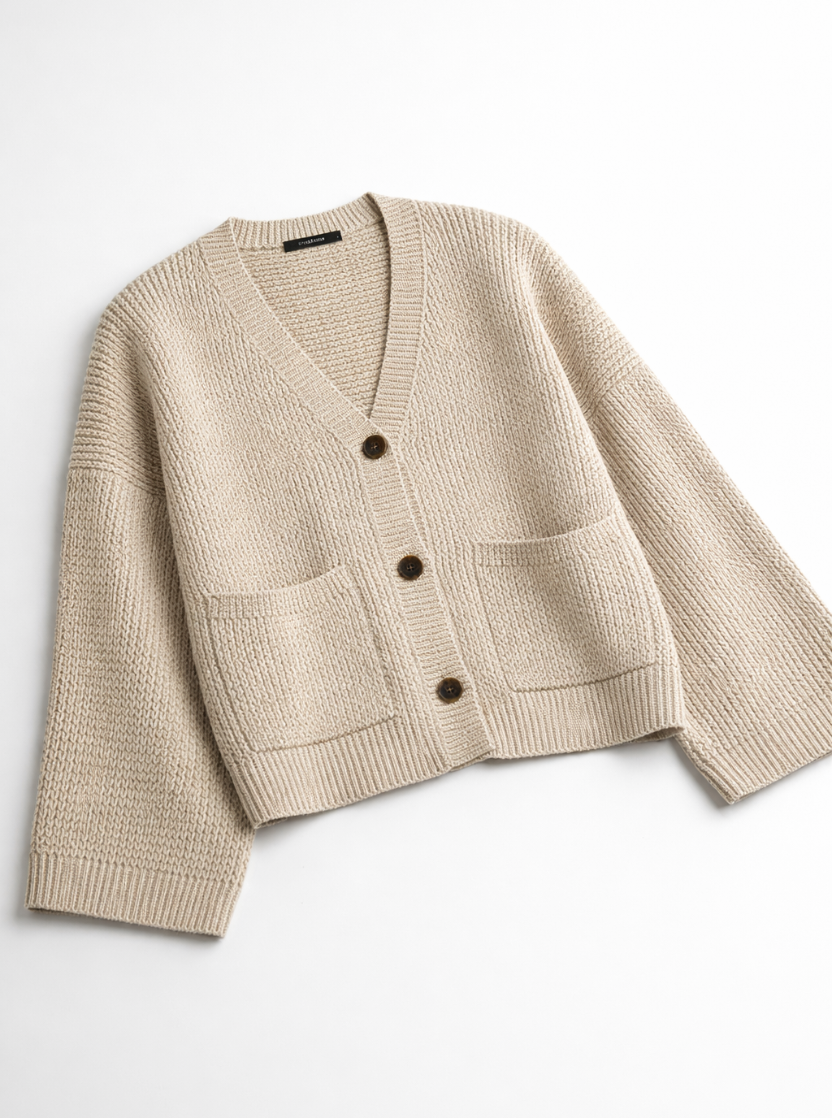 Solo Photo of Soft Knit V-Neck Cardigan | BEIGE
