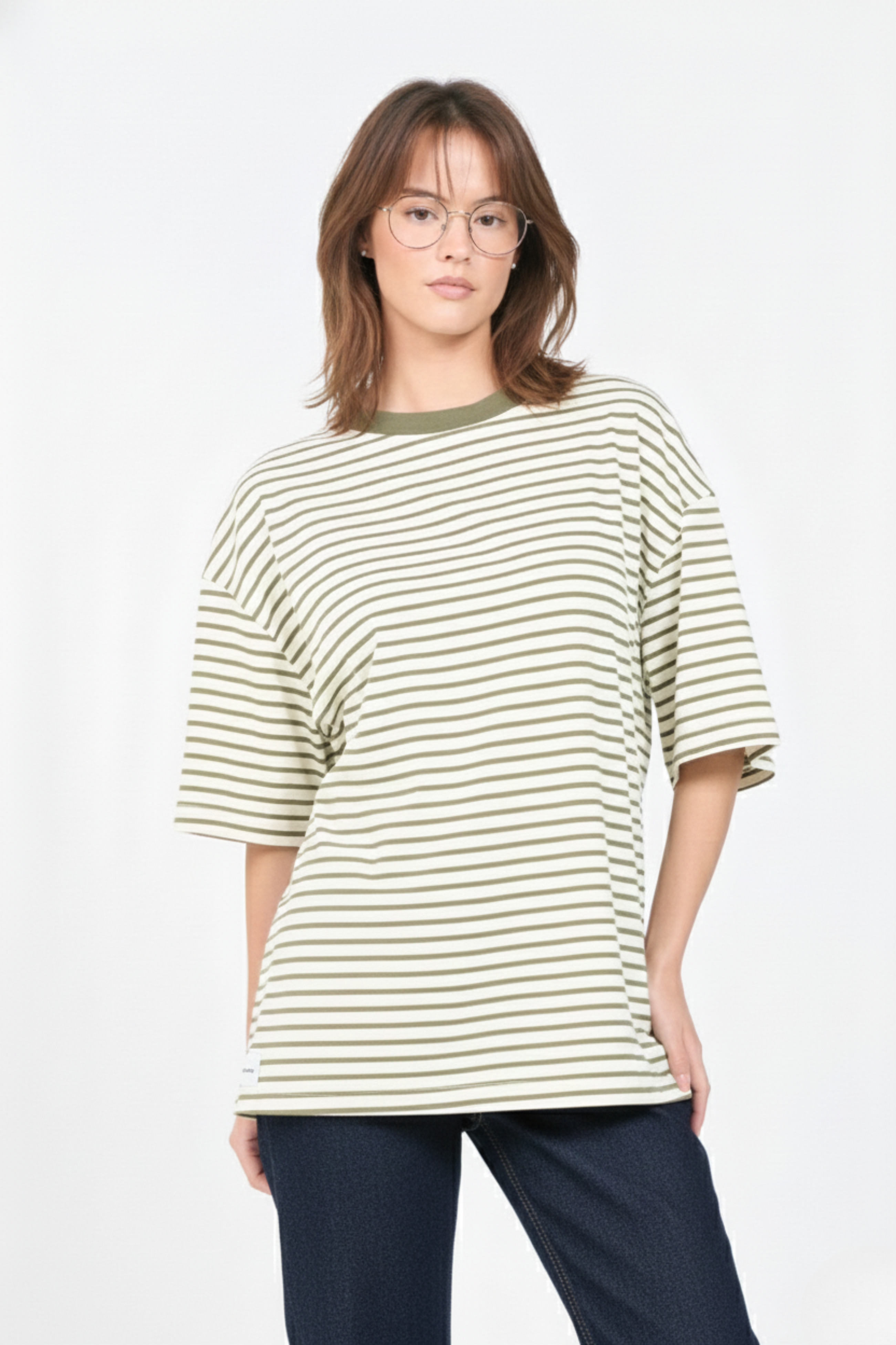 Striped Cotton T-Shirt | Relaxed Everyday Fit | GREEN