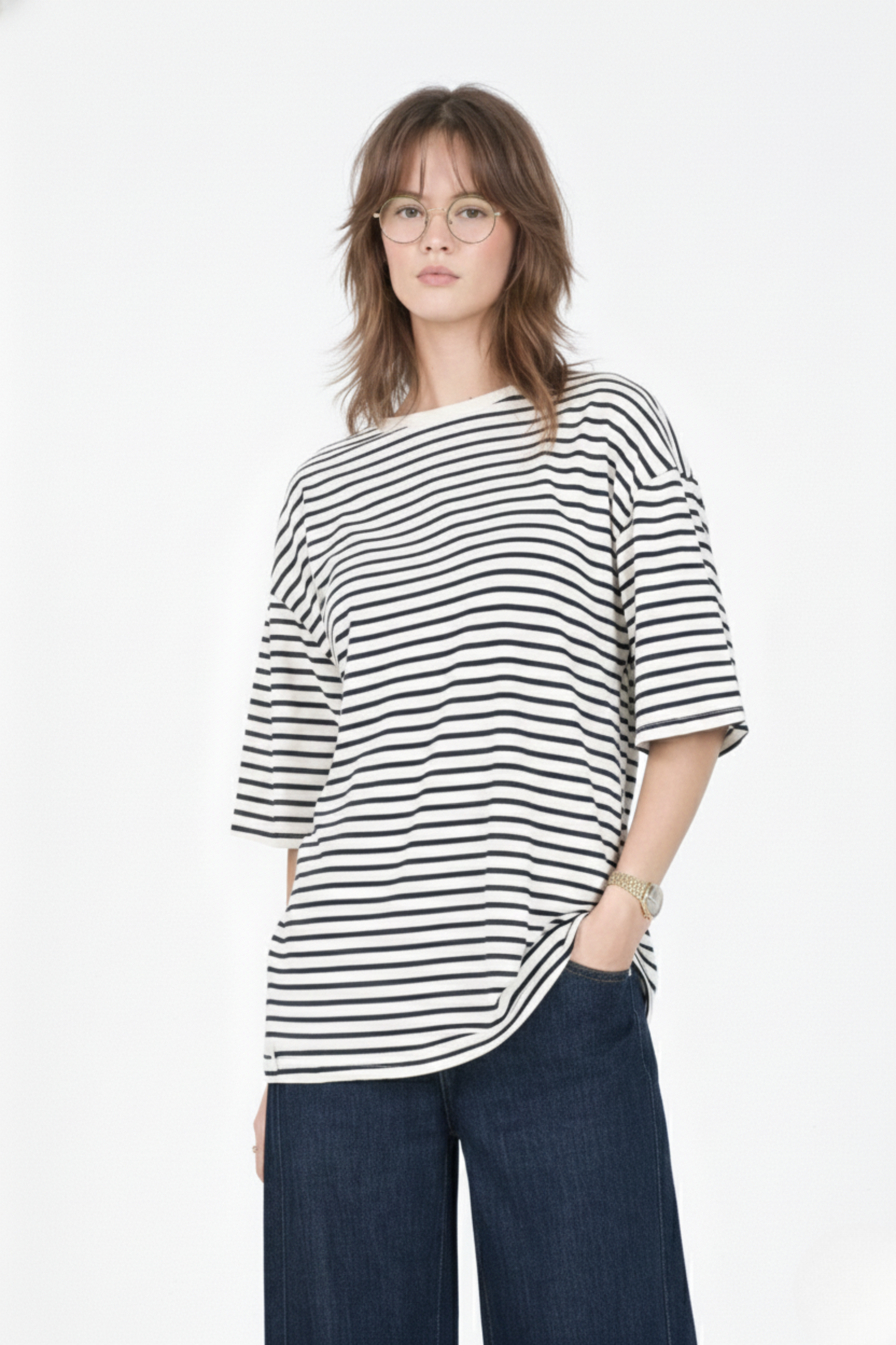 Striped Cotton T-Shirt | Relaxed Everyday Fit | NAVY