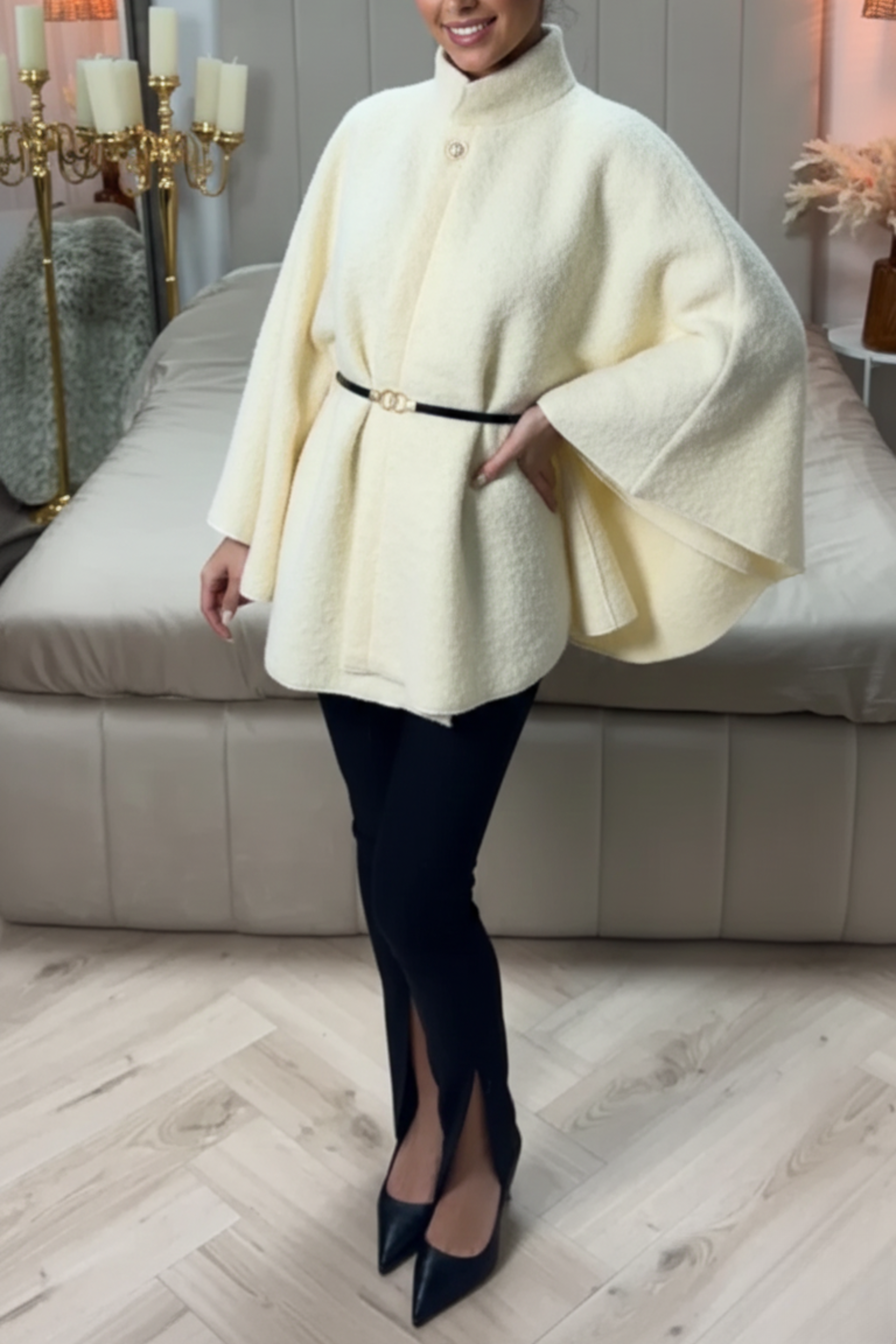 Teddy Oversized Cardigan Top – Lightweight Polyester Knit | CREAM