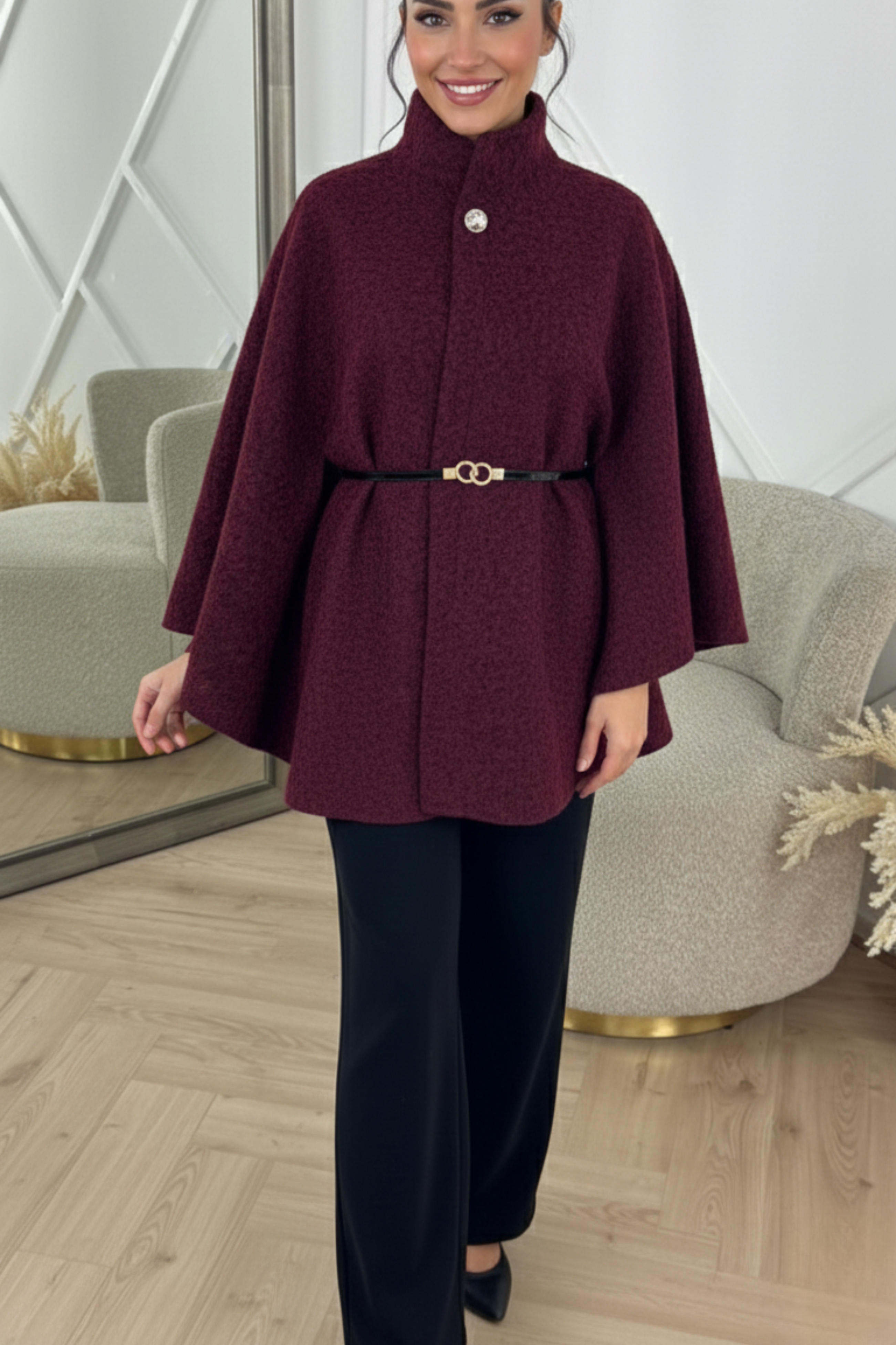 Teddy Oversized Cardigan Top – Lightweight Polyester Knit | RED