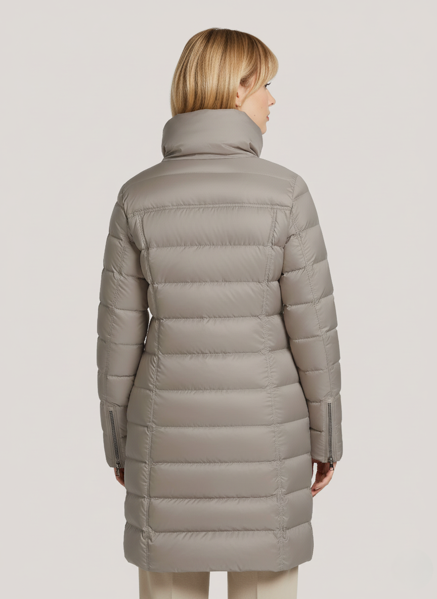 Theodora's Lightweight Mid Down Jacket – Transitional Outerwear with Stand-Up Collar | BEIGE 3