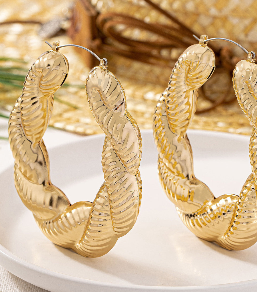 Twist Retro Alloy Earrings – Geometric U-Shape Statement Earrings 2