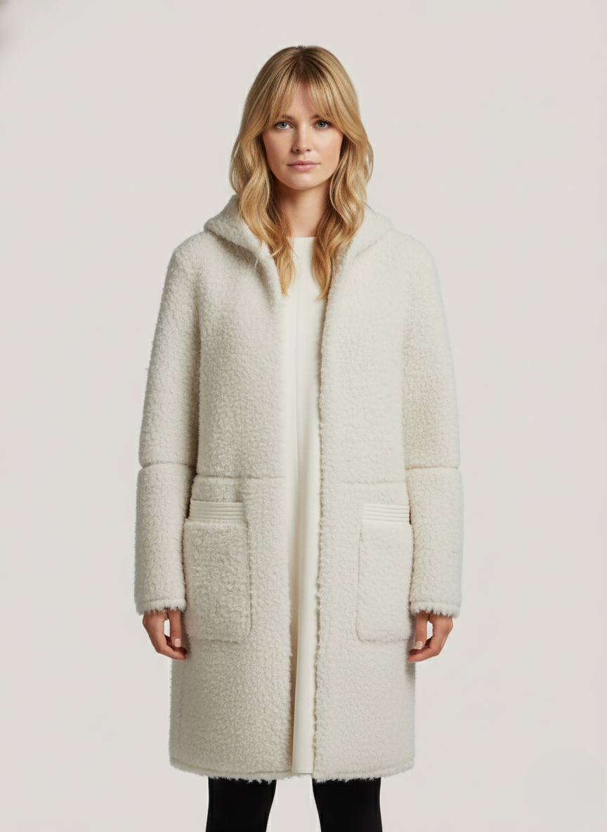 Vada's Teddy Fabric Suede Jacket – Cozy & Stylish Outerwear with Fixed Hood 2