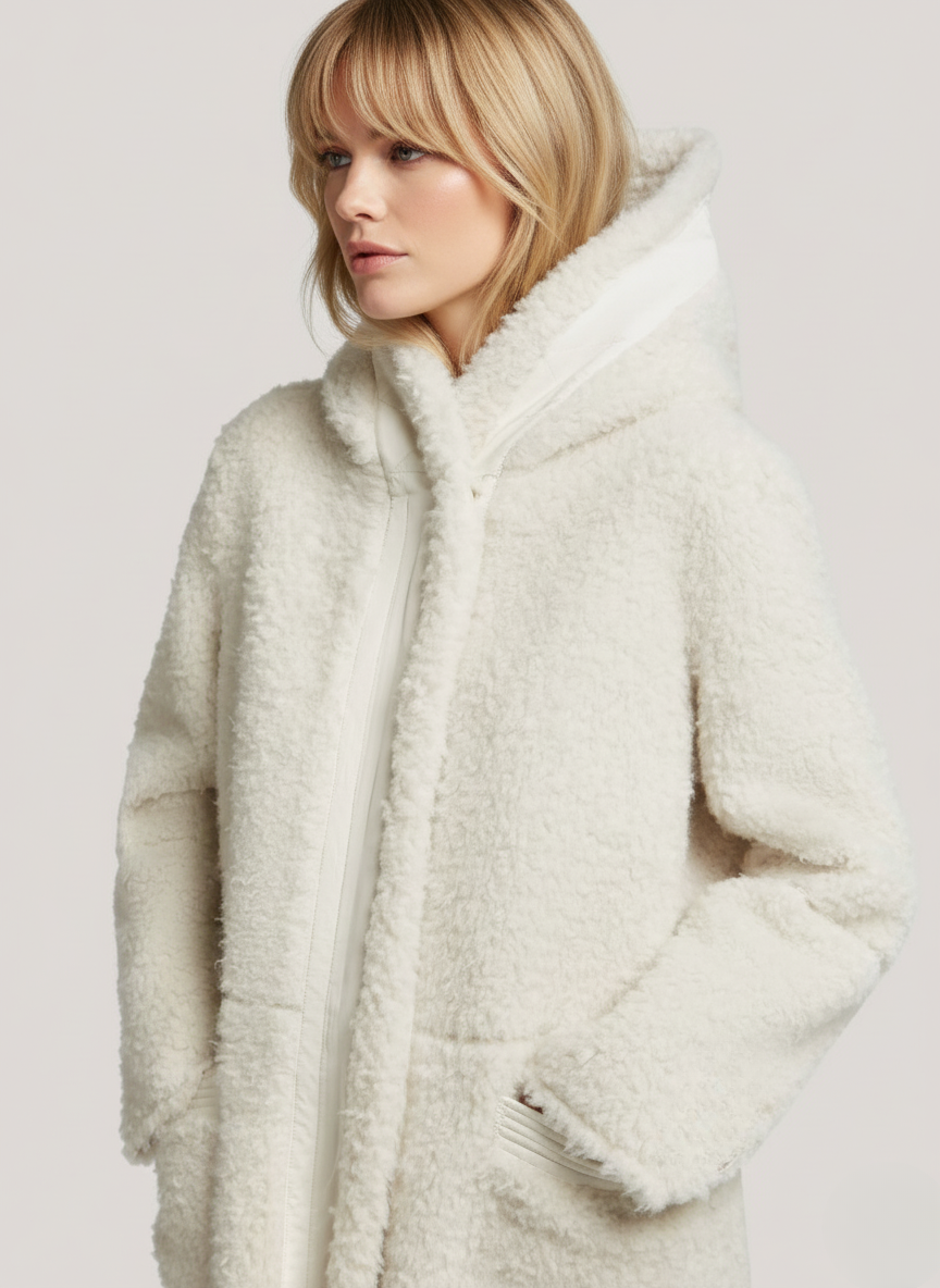 Vada's Teddy Fabric Suede Jacket – Cozy & Stylish Outerwear with Fixed Hood 3