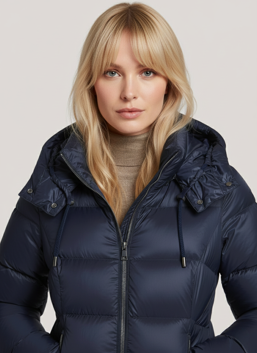 Waverly's Lightweight Short Down Jacket – Adjustable Hood & Warmth for Cold Days | NAVY 2