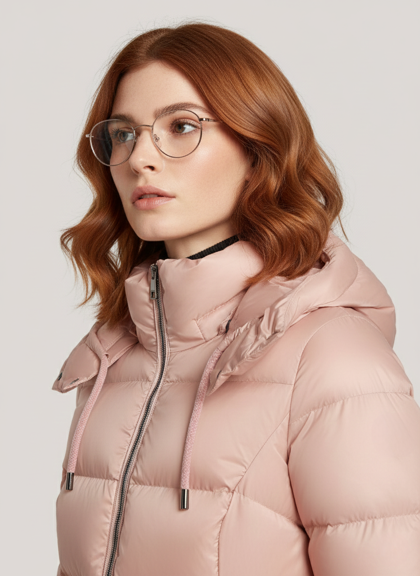 Waverly's Lightweight Short Down Jacket – Adjustable Hood & Warmth for Cold Days | PINK 2