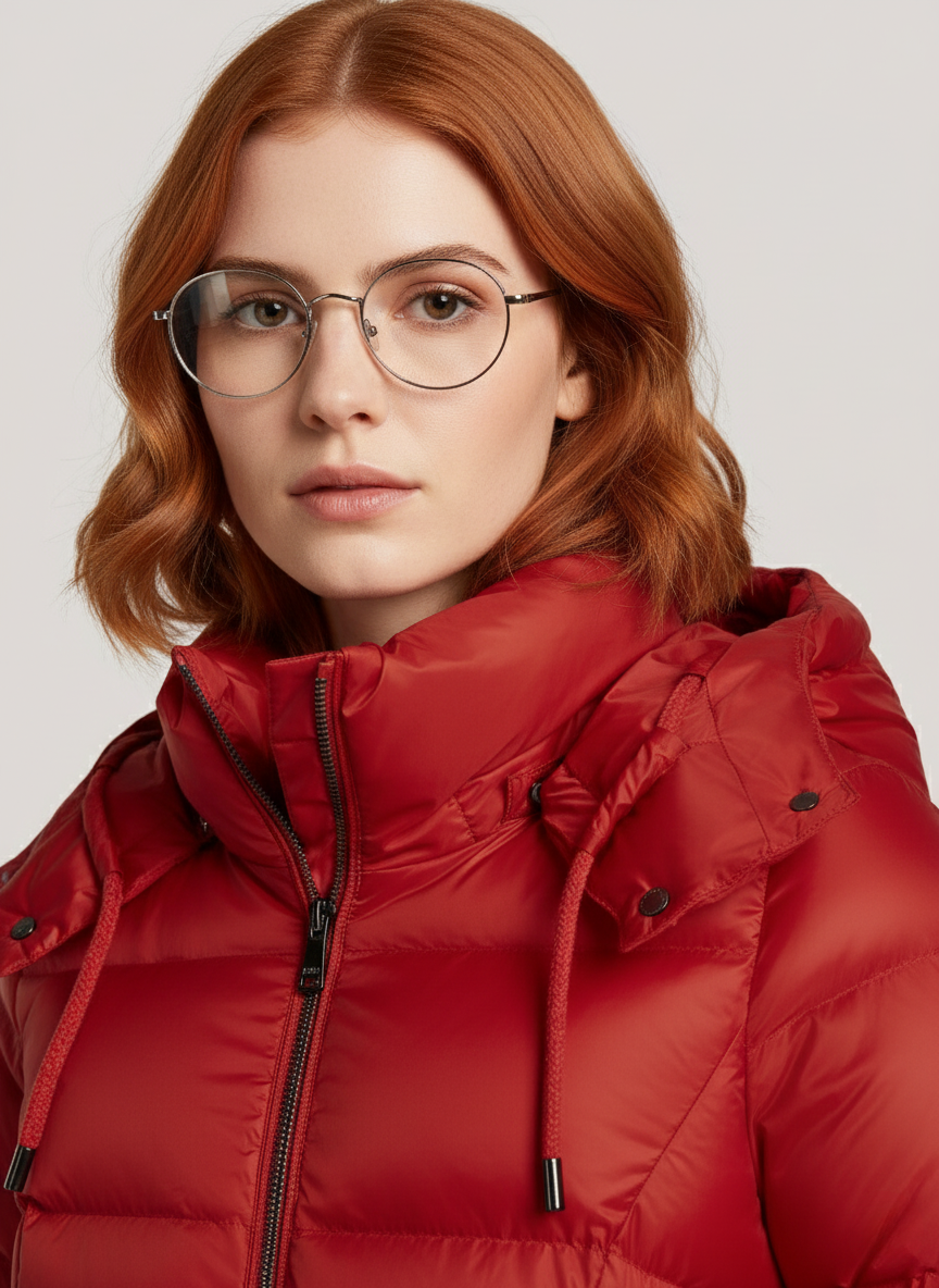 Waverly's Lightweight Short Down Jacket – Adjustable Hood & Warmth for Cold Days | RED 2