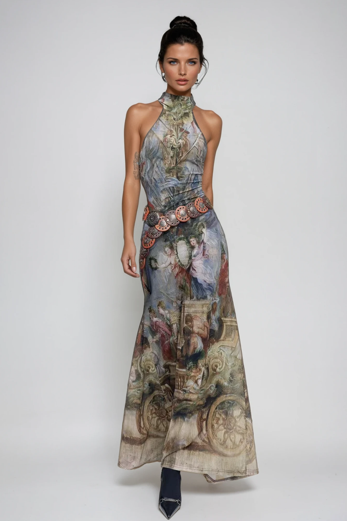 Wazo Print Halter Neck Maxi Dress