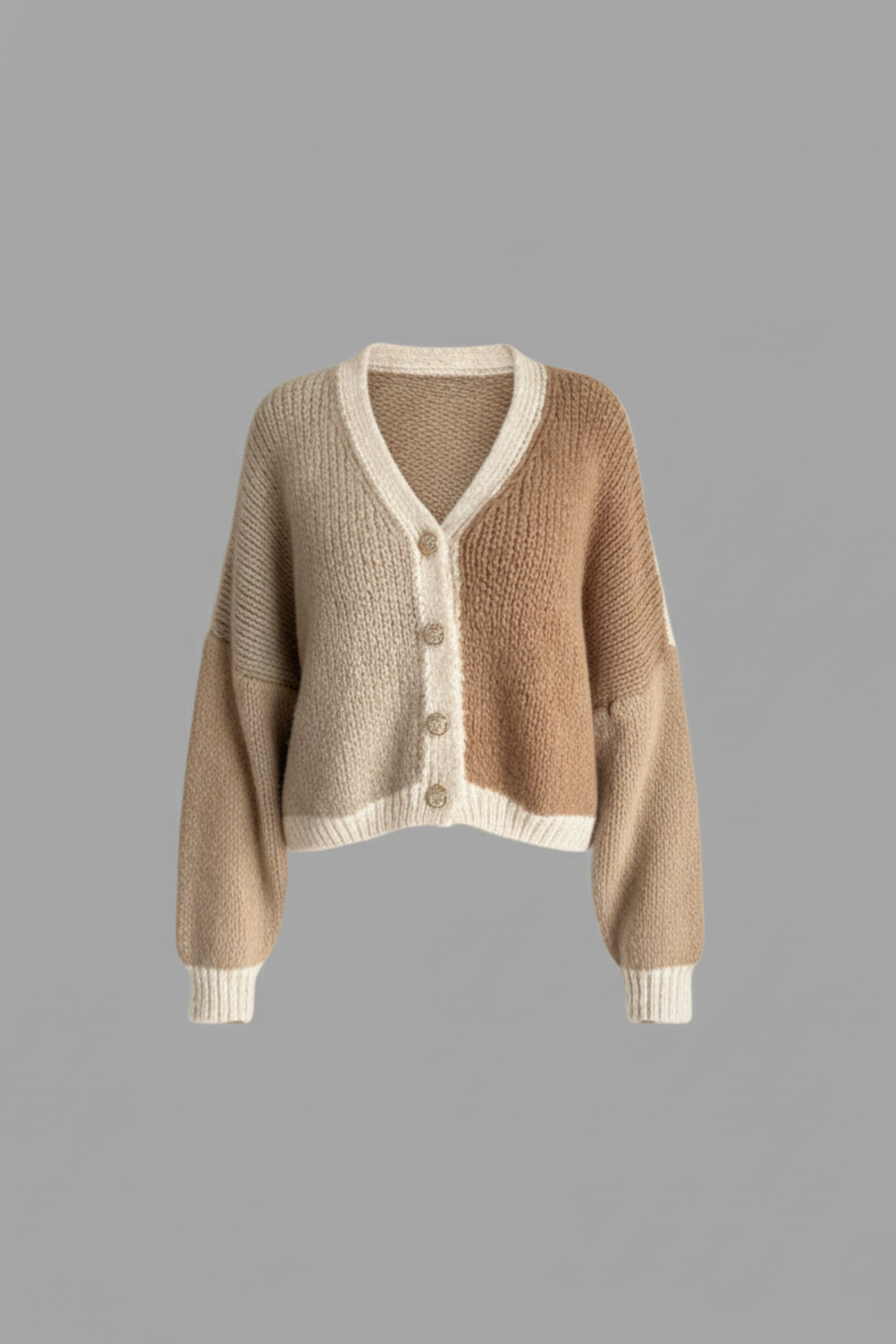 Women’s Color-Block Knitted Cardigan – Cozy & Chic with Button Details